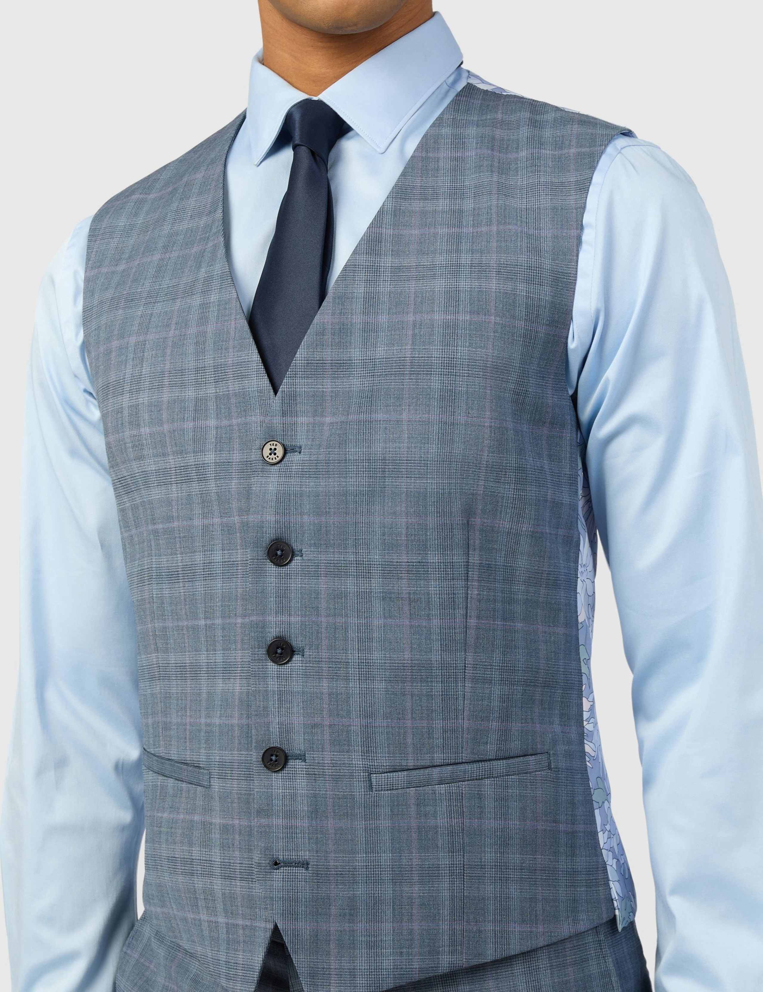 Slim Fit Wool Rich Check Waistcoat 2 of 2
