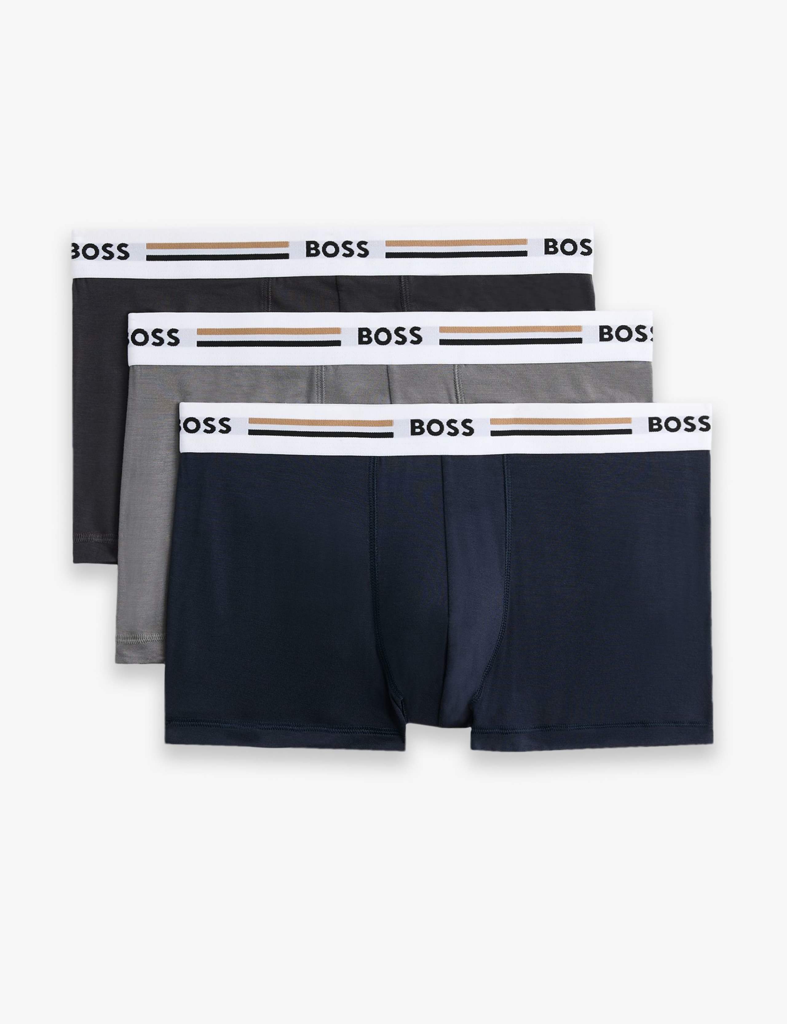 3 Pack Logo Stripe Waistband Trunks 1 of 2