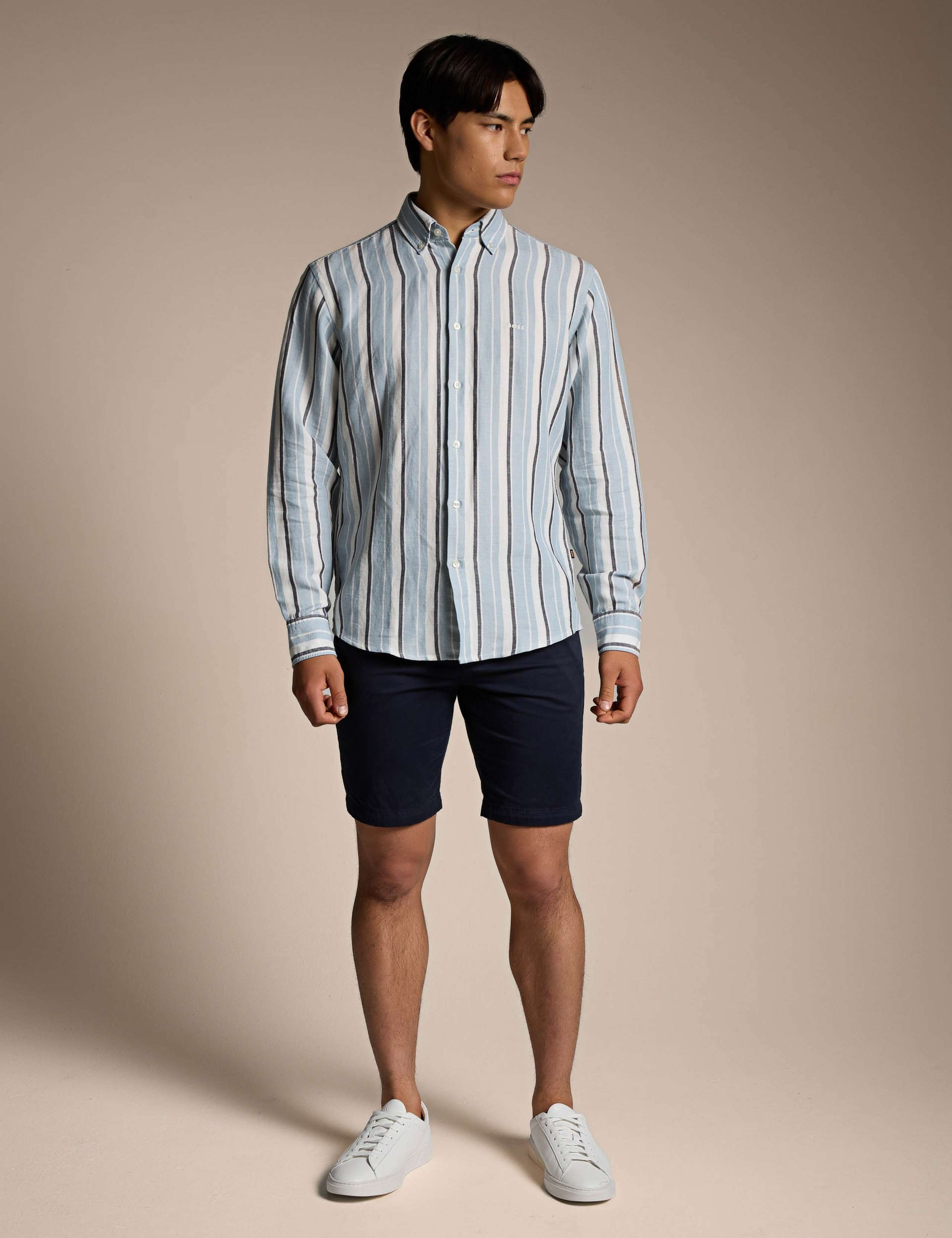 Ricoplus_M Regular Fit Linen Rich Striped Shirt 2 of 4