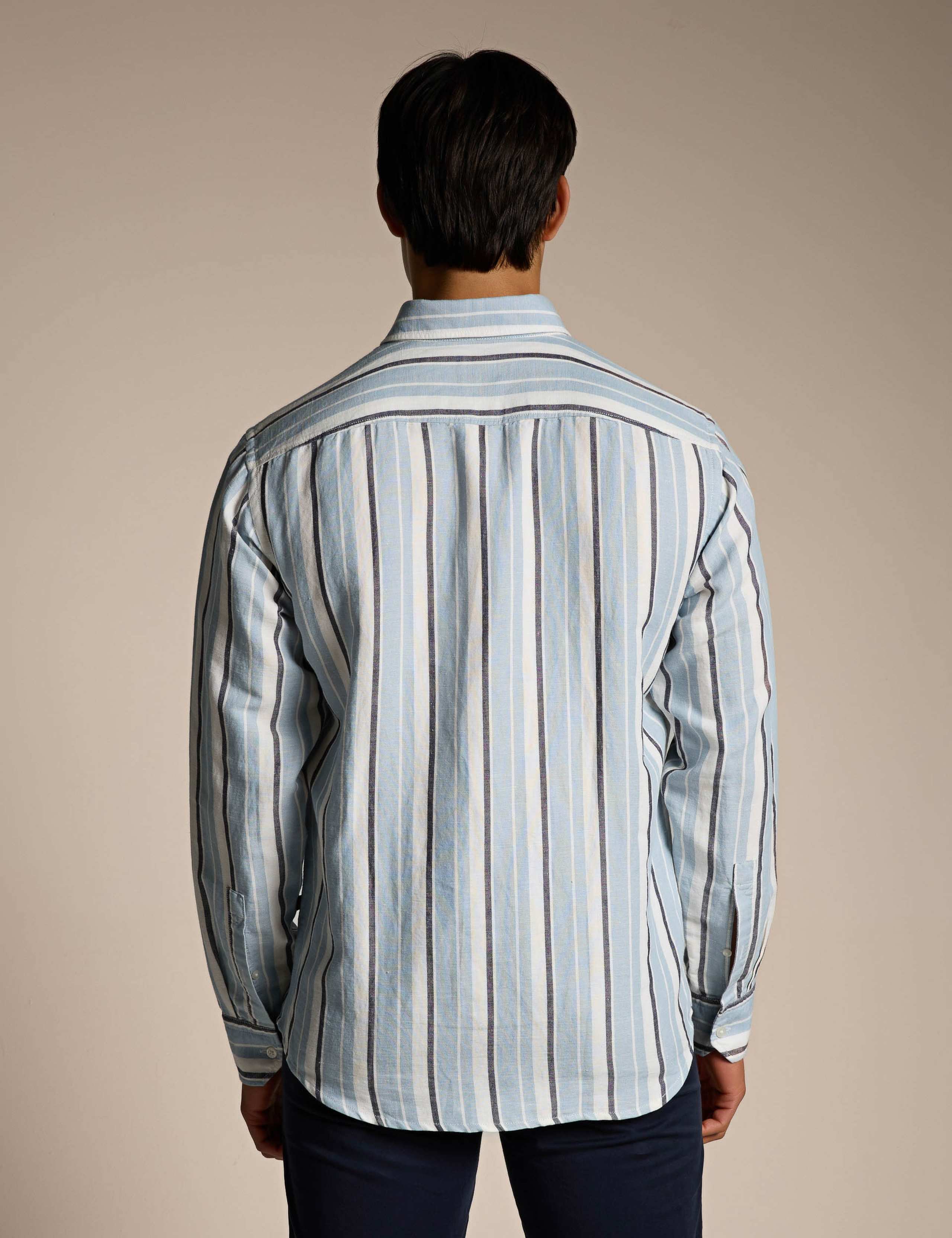 Ricoplus_M Regular Fit Linen Rich Striped Shirt 3 of 4