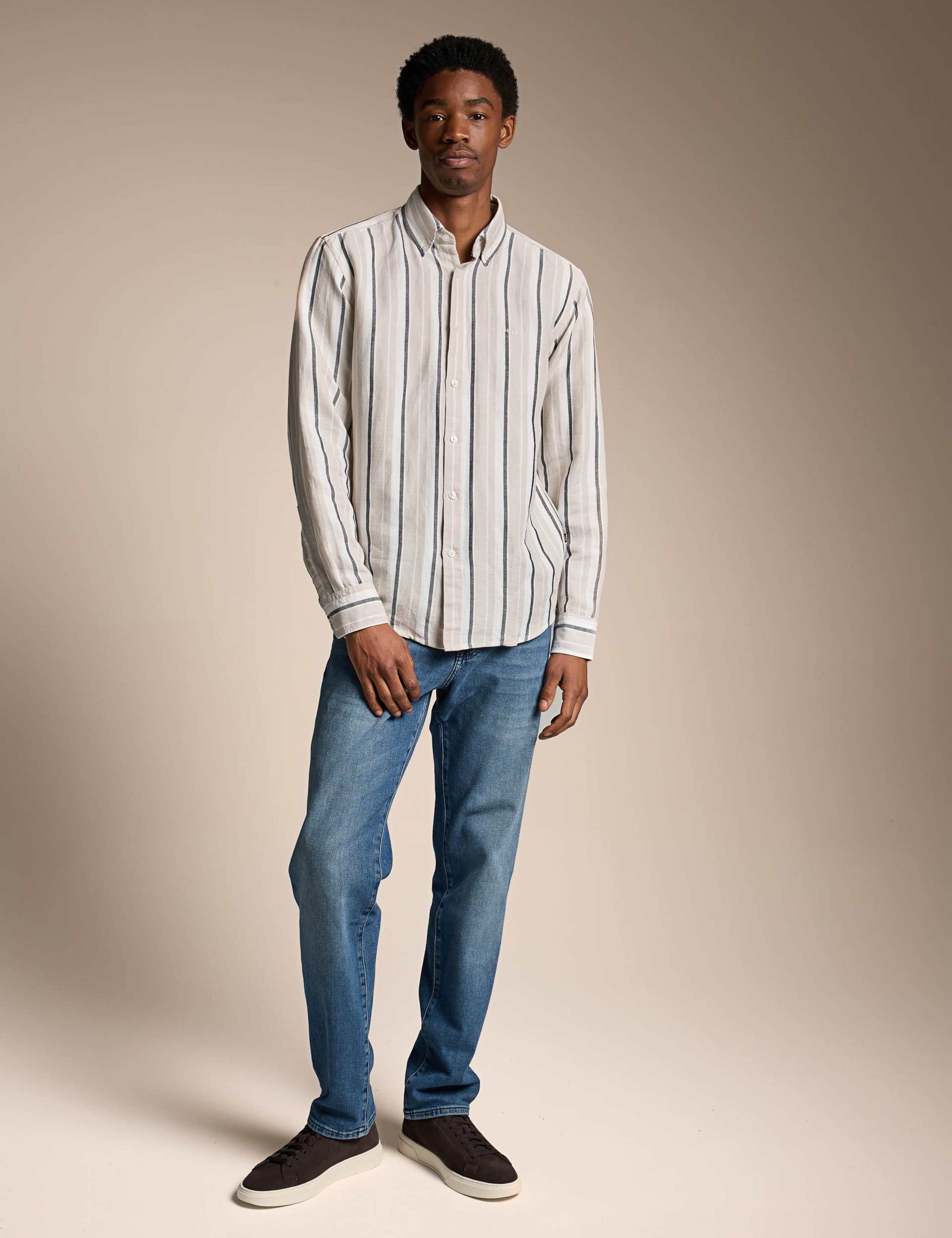 Regular Fit Linen Cotton Blend Striped Shirt 2 of 4