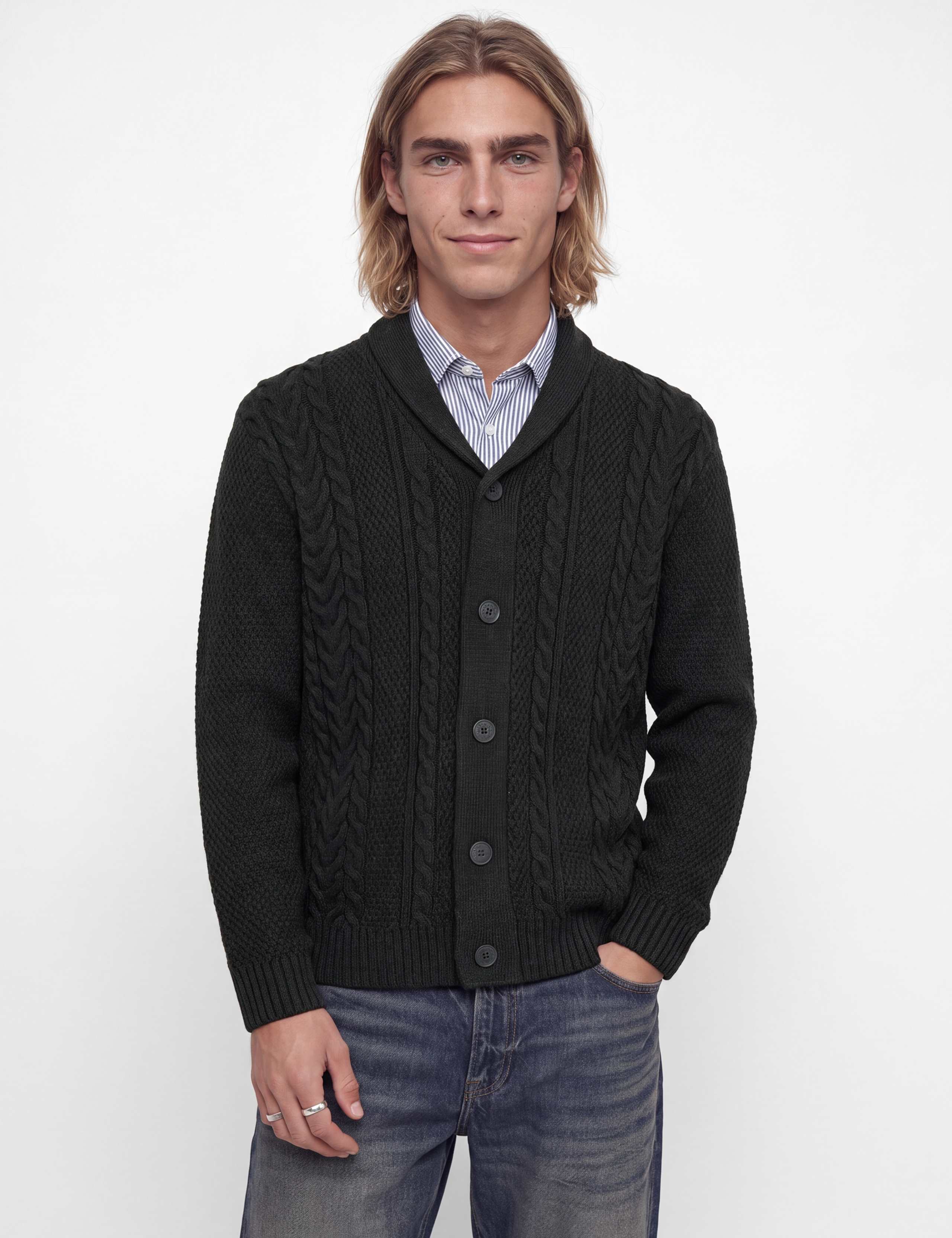 Cable Funnel Neck Cardigan 2 of 8