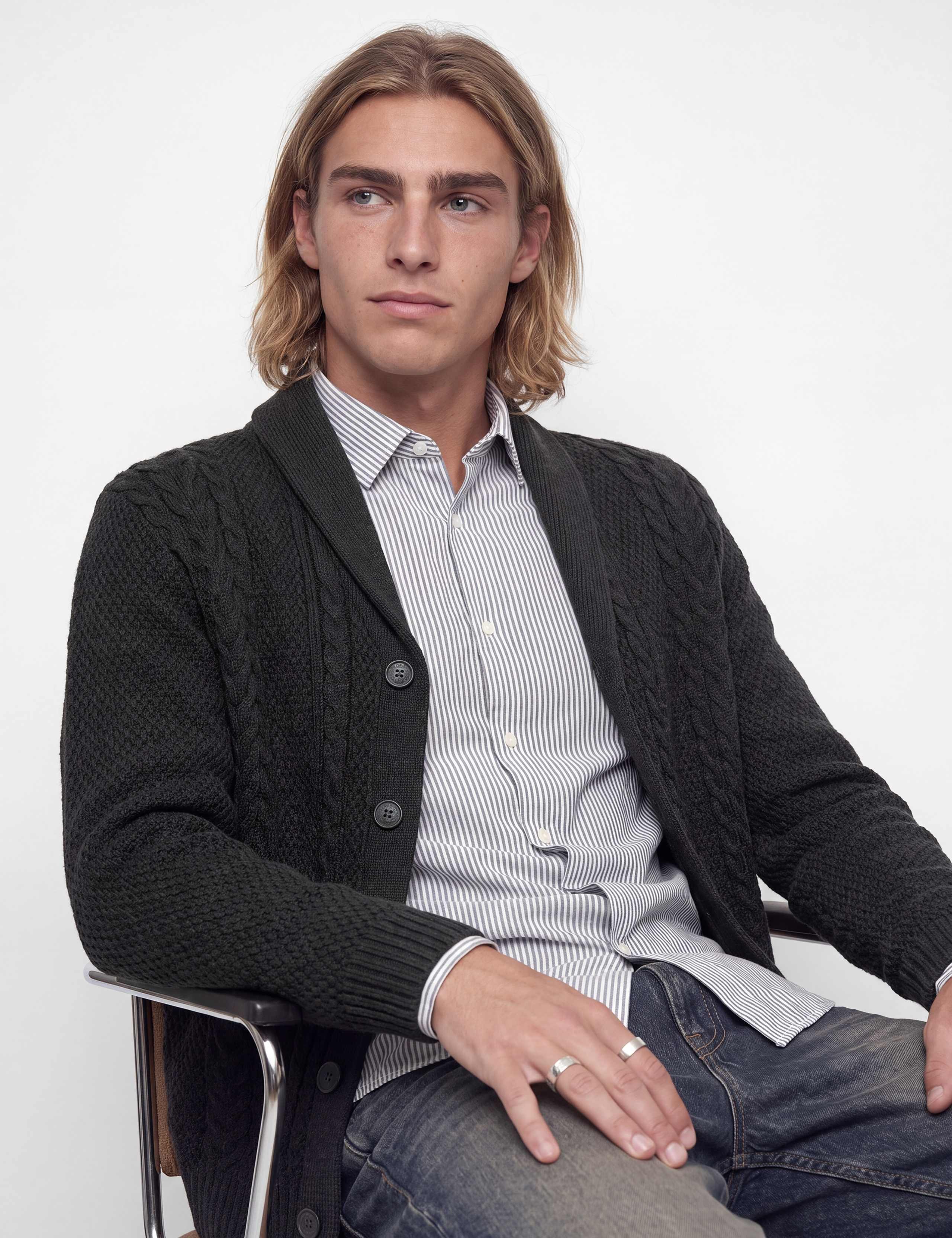 Cable Funnel Neck Cardigan 3 of 8