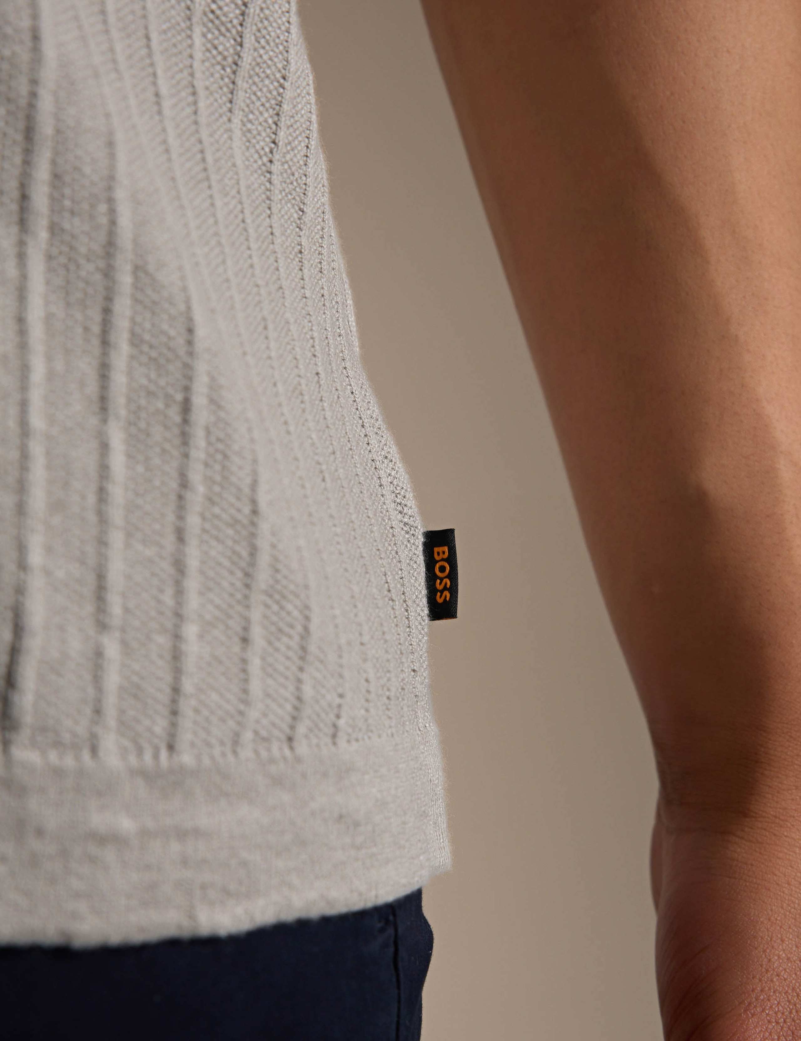 Linen Cotton Blend Textured Polo Shirt 5 of 5