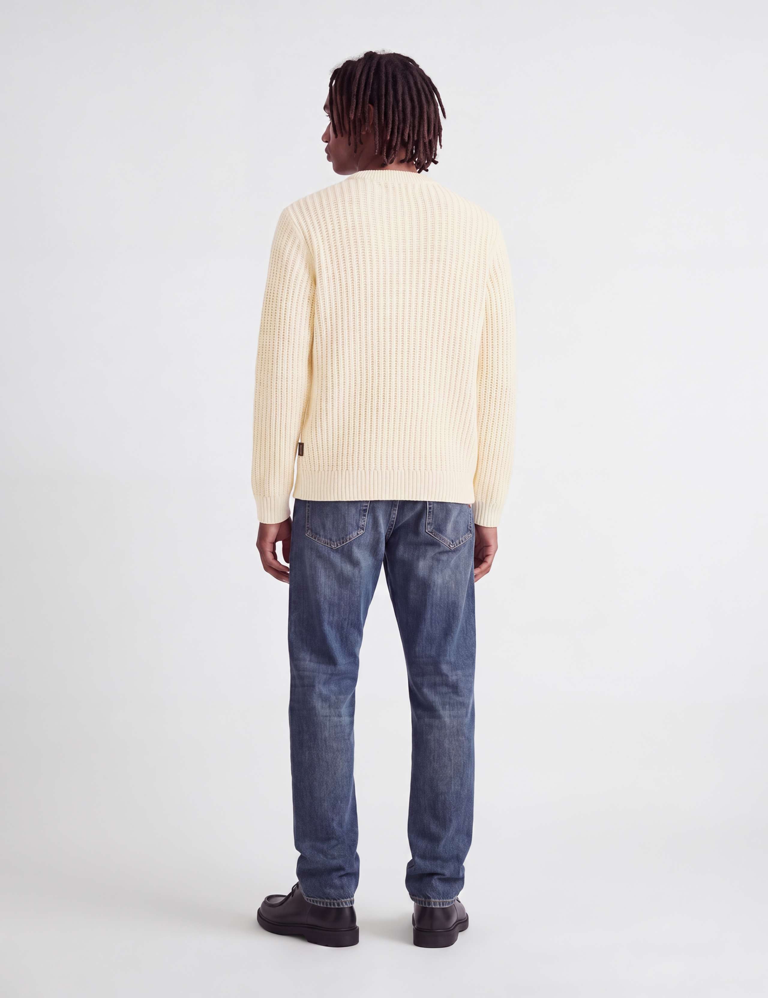 Cotton Blend Cable Crew Neck Fisherman Jumper 5 of 8