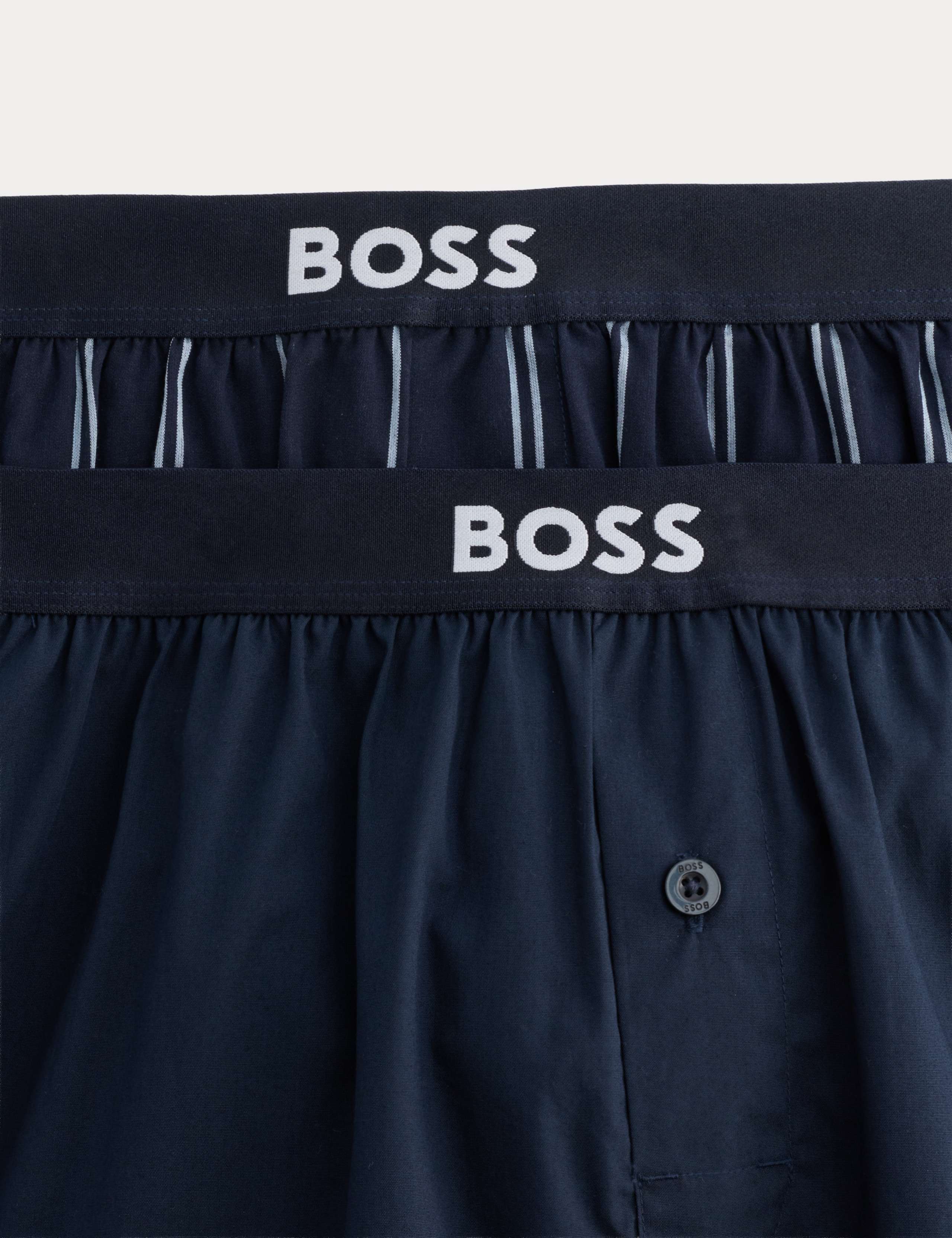 2 Pack Pure Cotton Striped & Plain Boxers 2 of 2