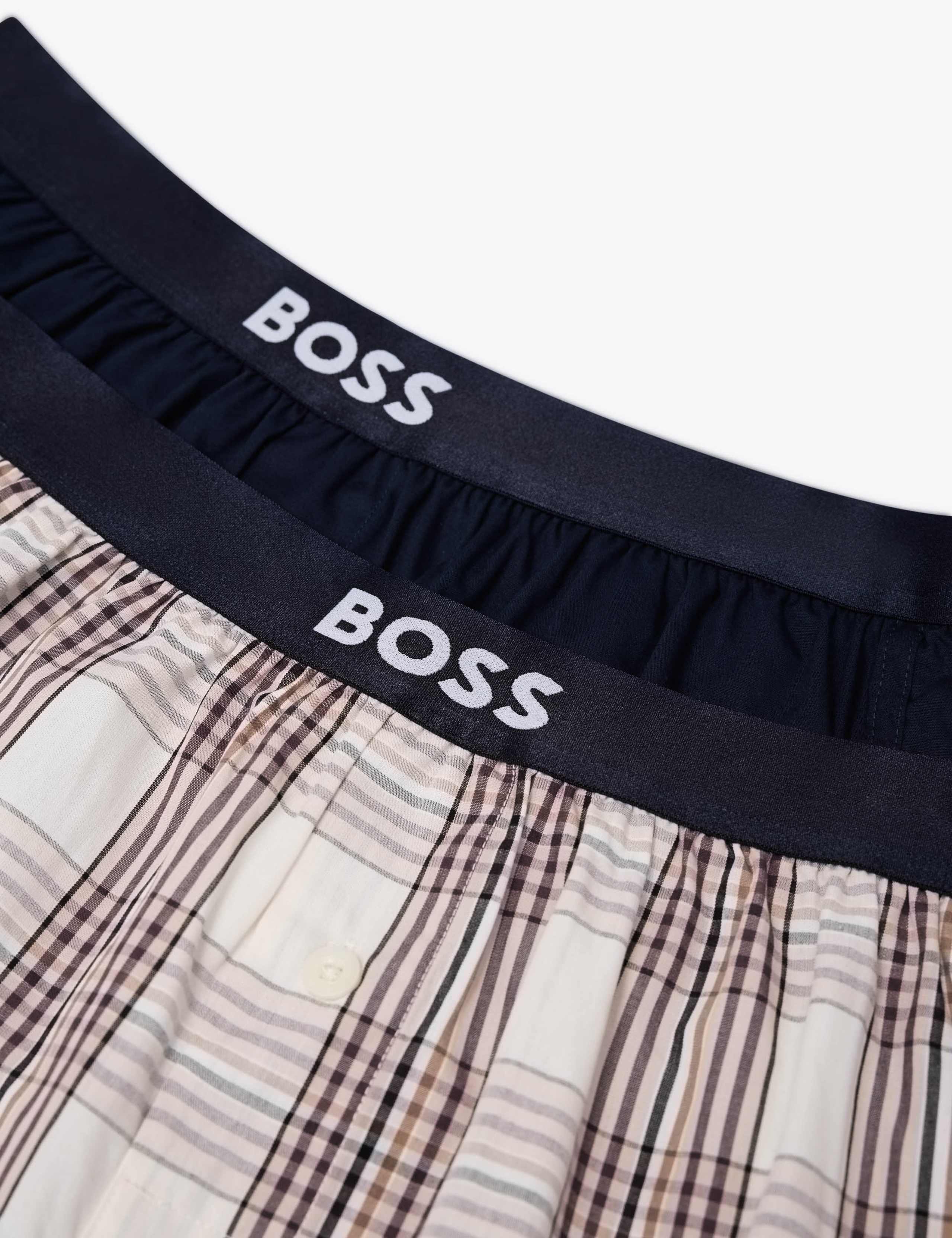 2 Pack Pure Cotton Striped & Plain Boxers 2 of 3
