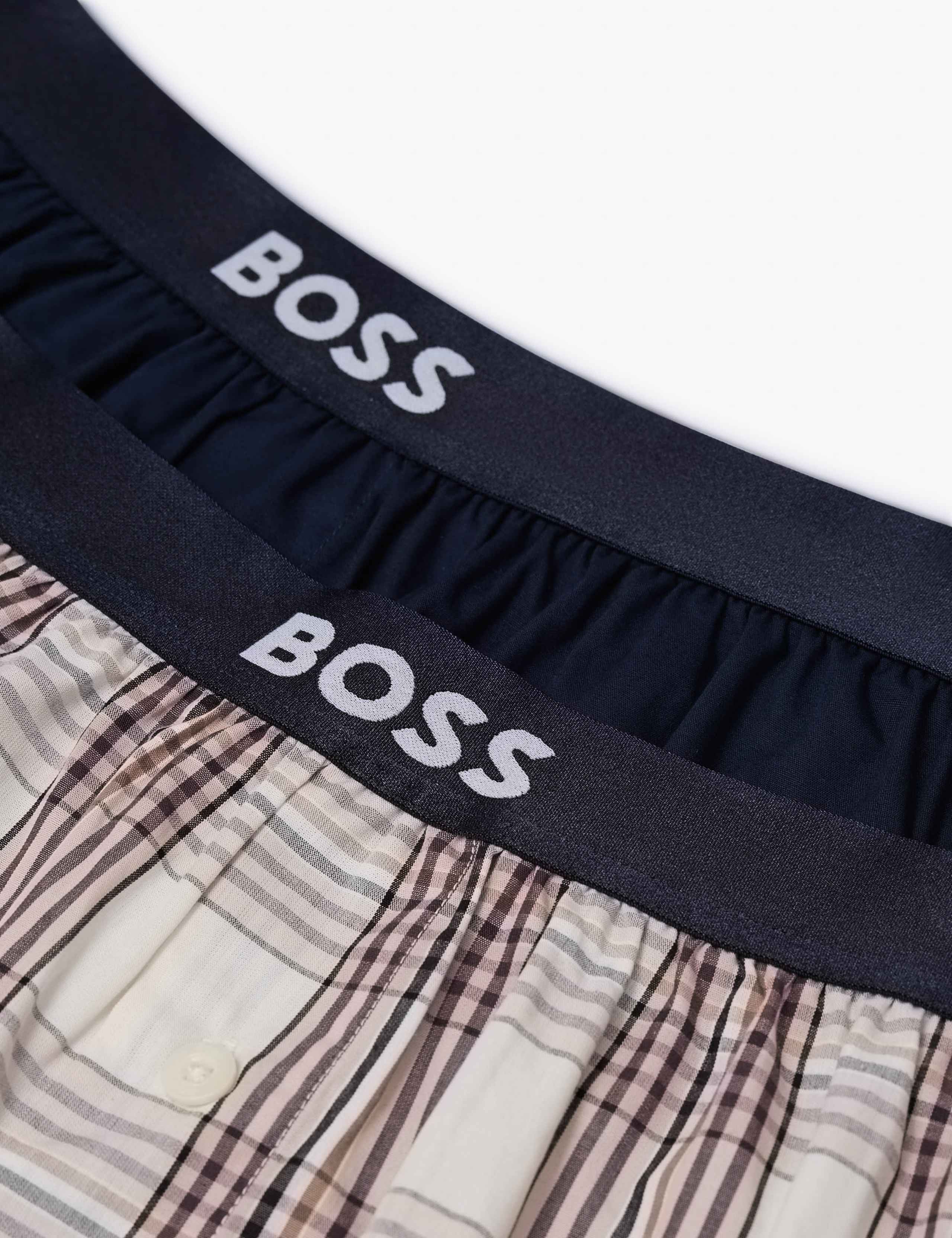 2 Pack Pure Cotton Striped & Plain Boxers 3 of 3