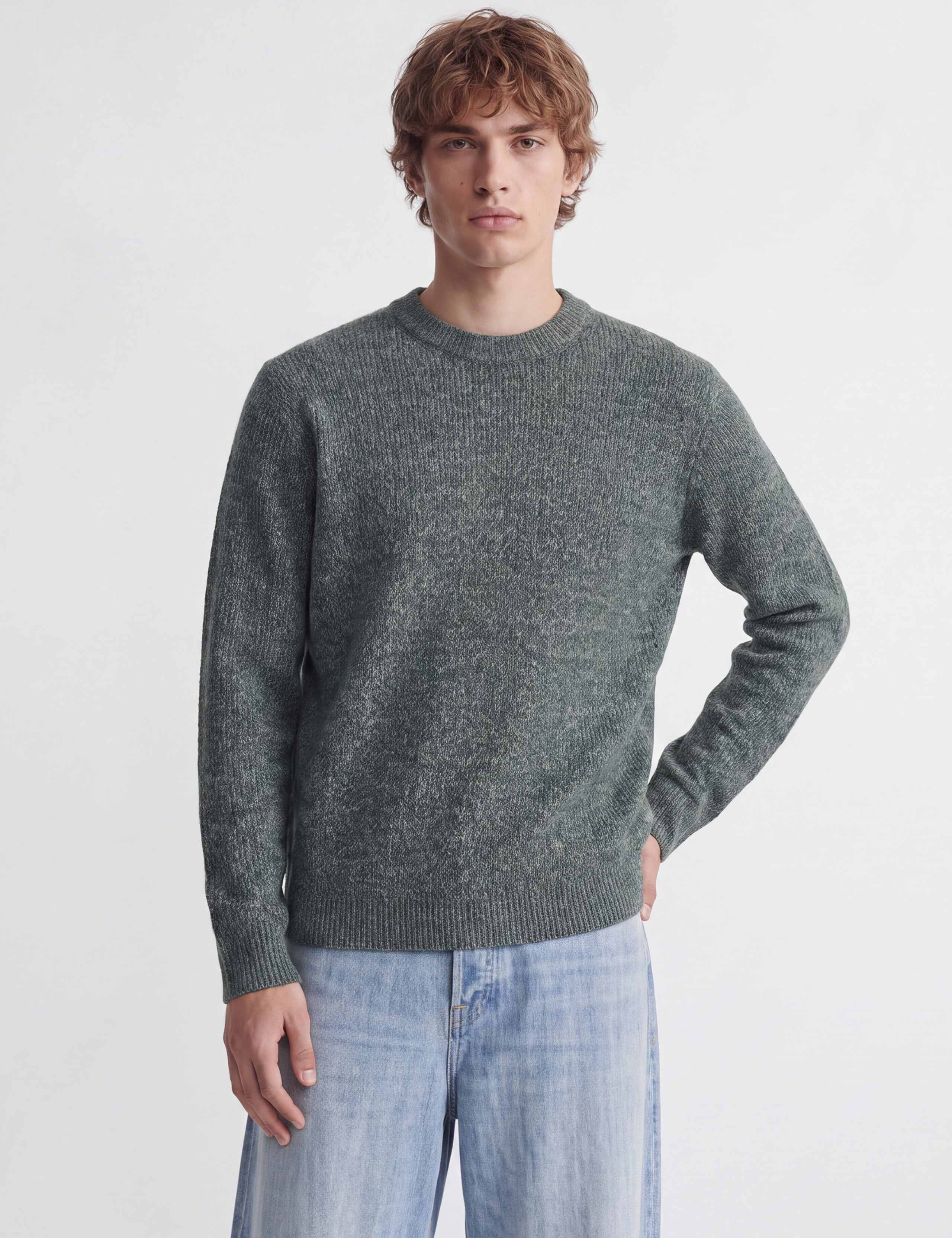 Crew Neck Textured Jumper with Wool 3 of 6