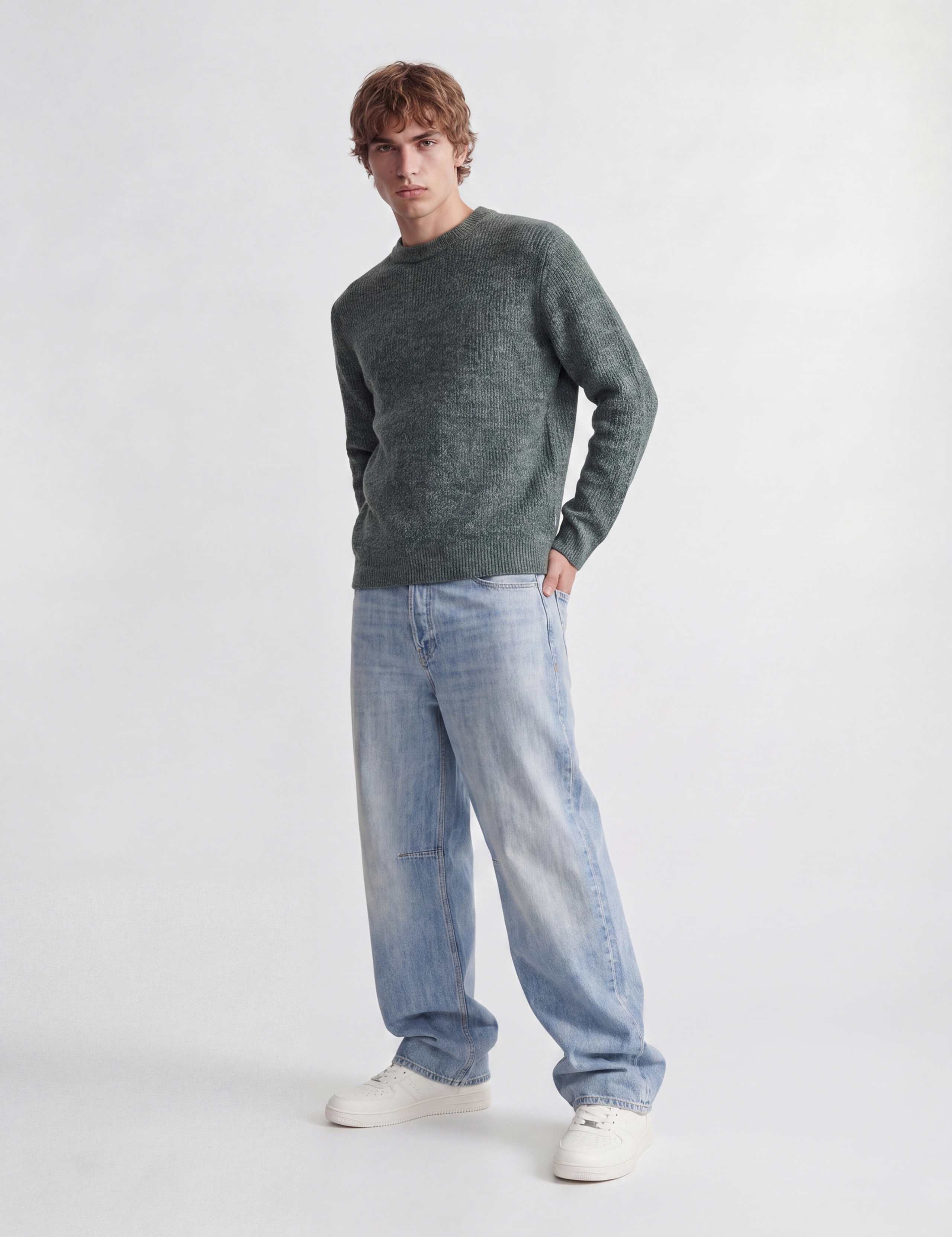 Crew Neck Textured Jumper with Wool 5 of 6