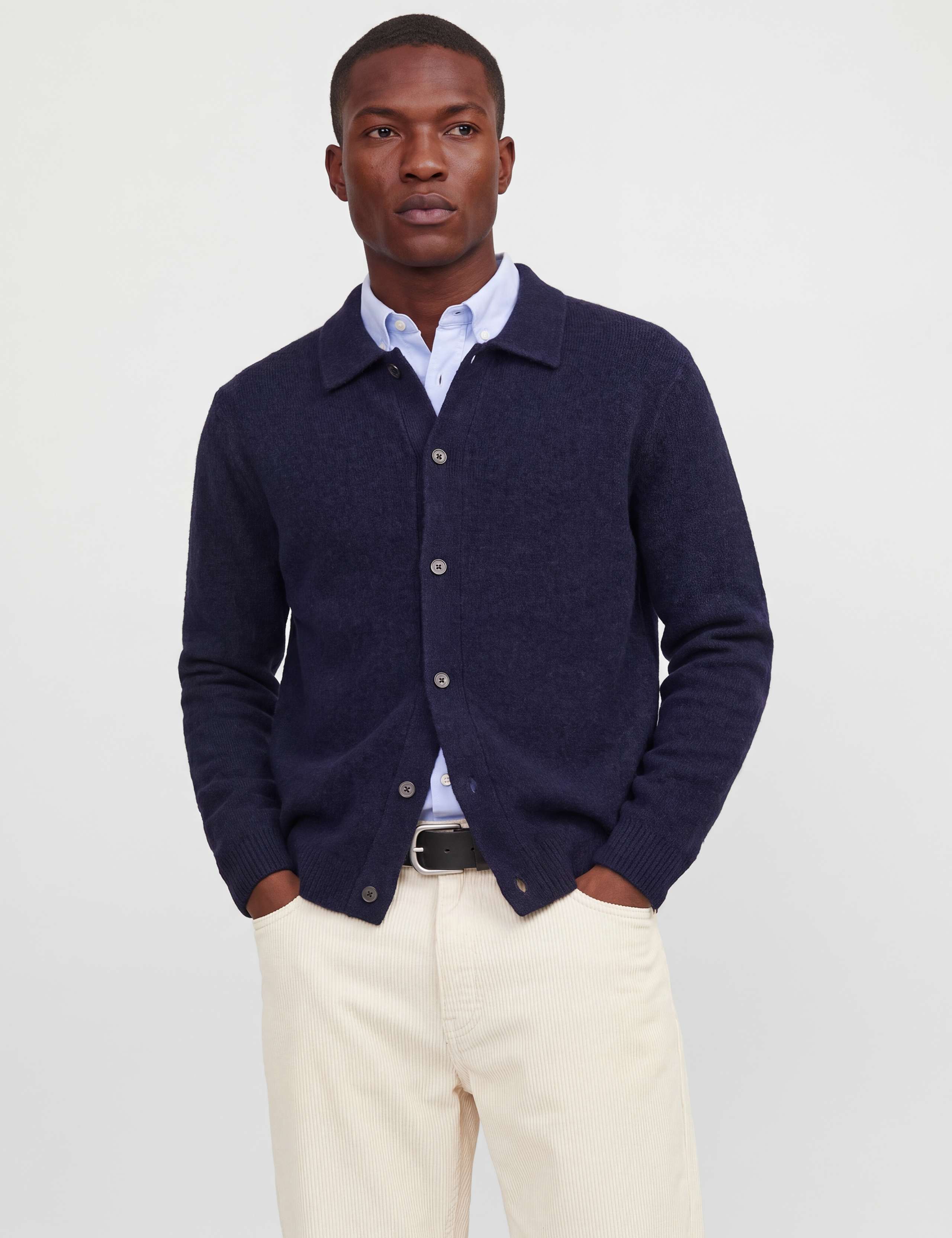 Textured Collared Cardigan with Wool 1 of 7