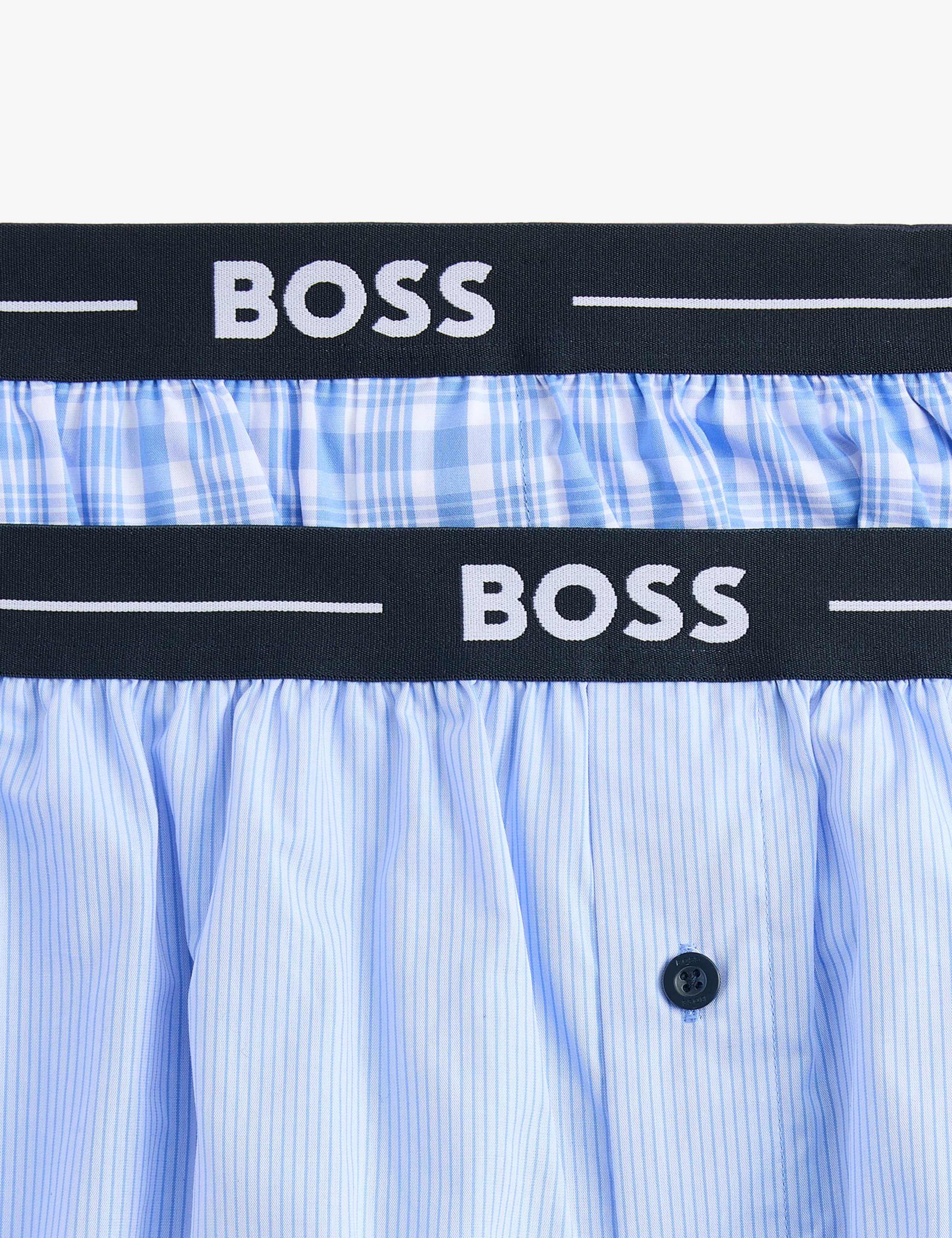 2 Pack Pure Cotton Plain Checked Boxers 2 of 2