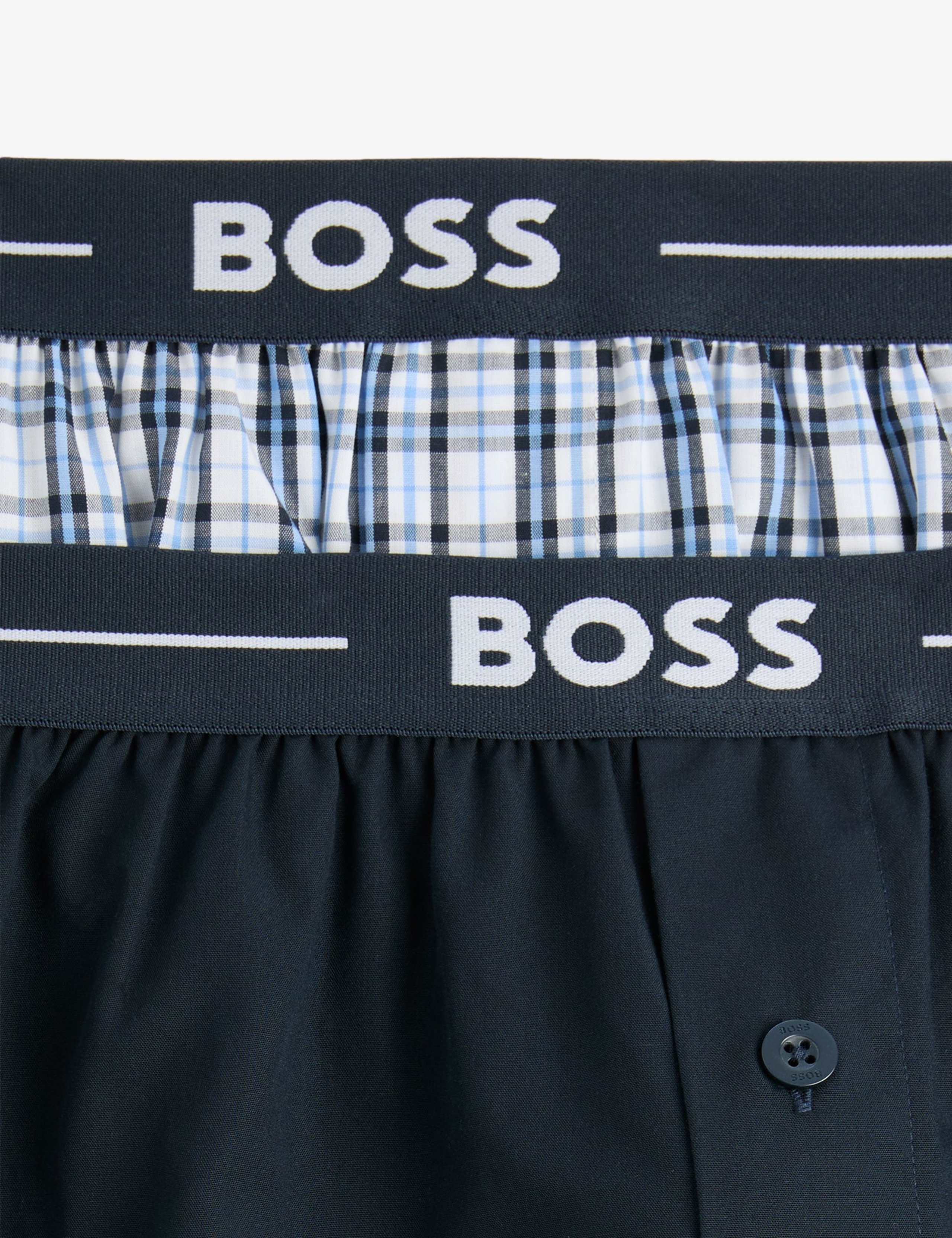 2 Pack Pure Cotton Plain Checked Boxers 2 of 2