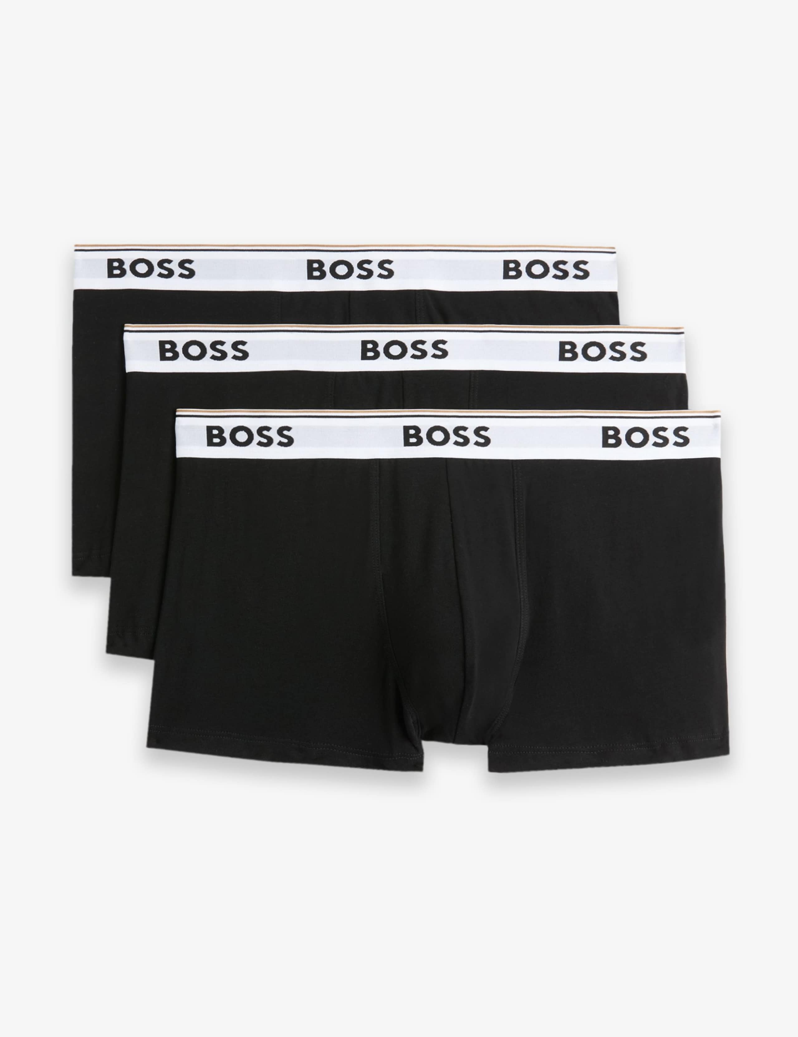 3 Pack Power Cotton Rich Logo Waistband Trunks 1 of 2