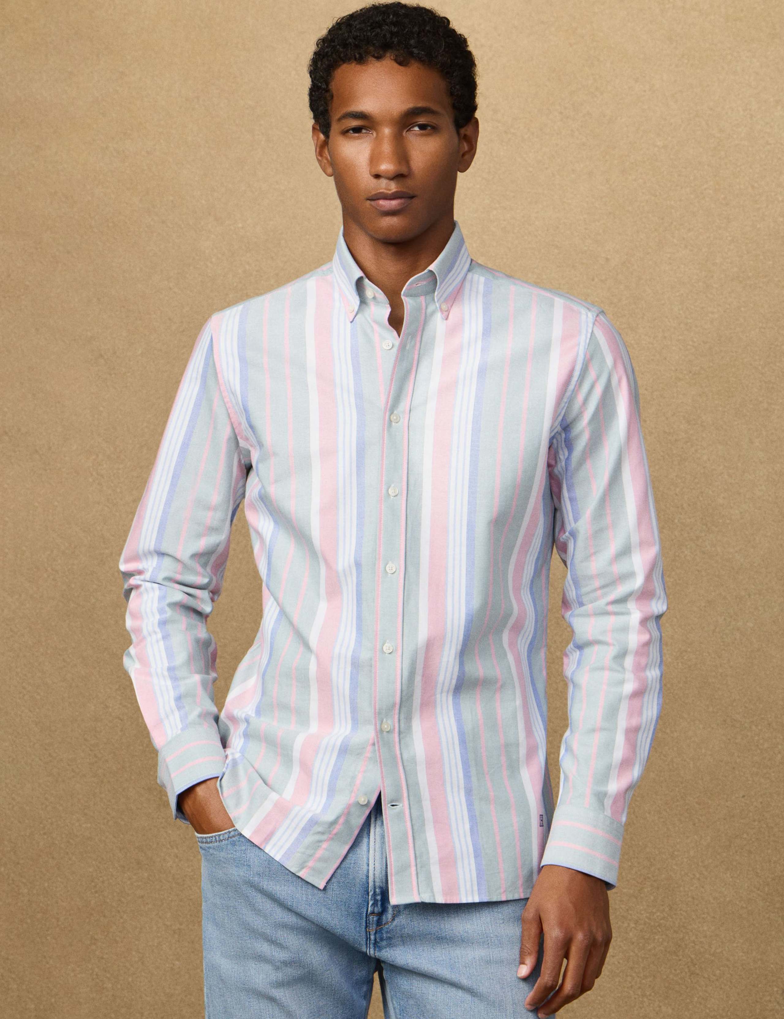 Slim Fit Pure Cotton Striped Oxford Shirt 1 of 8