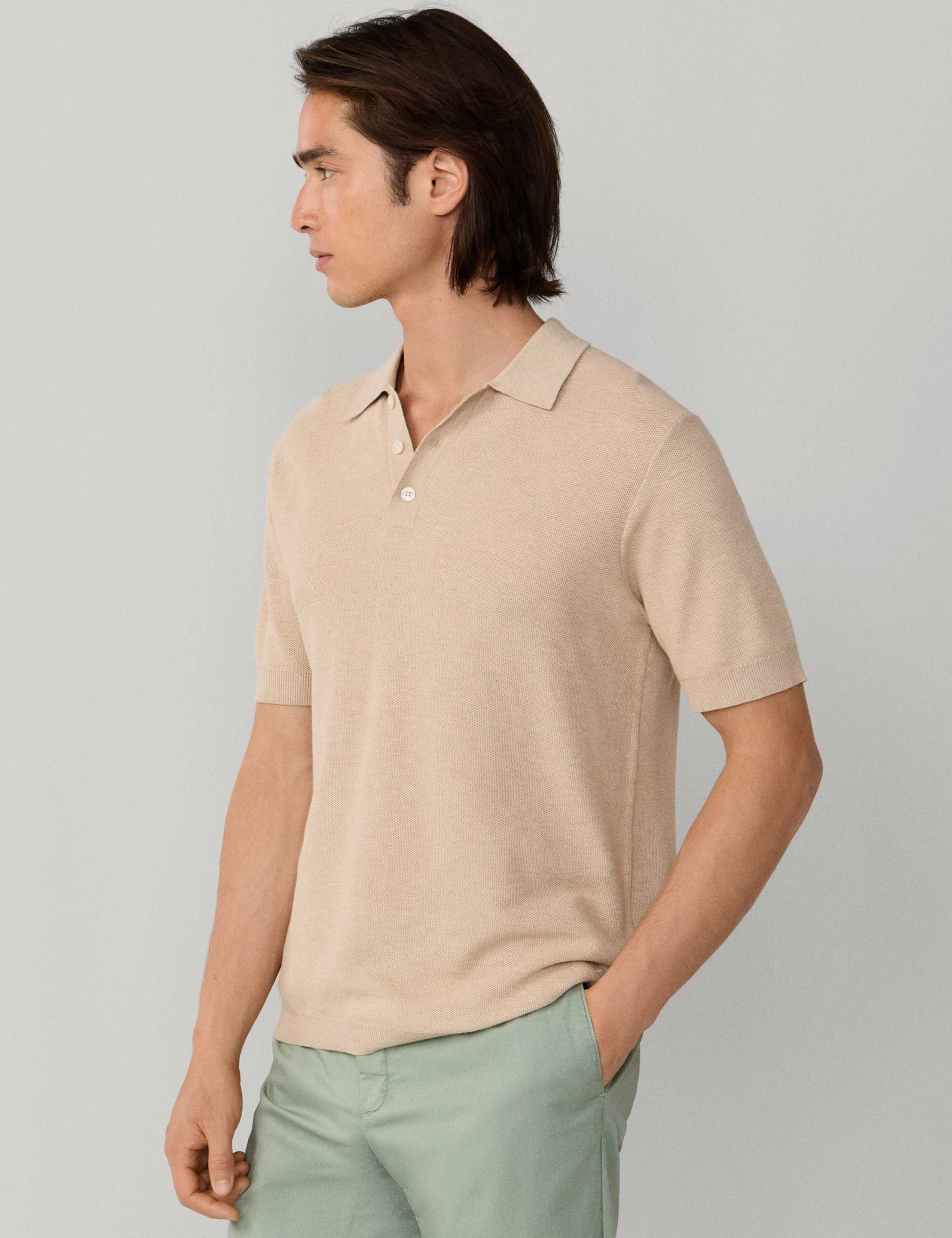 Cotton Rich Knitted Polo Shirt with Cashmere 6 of 8