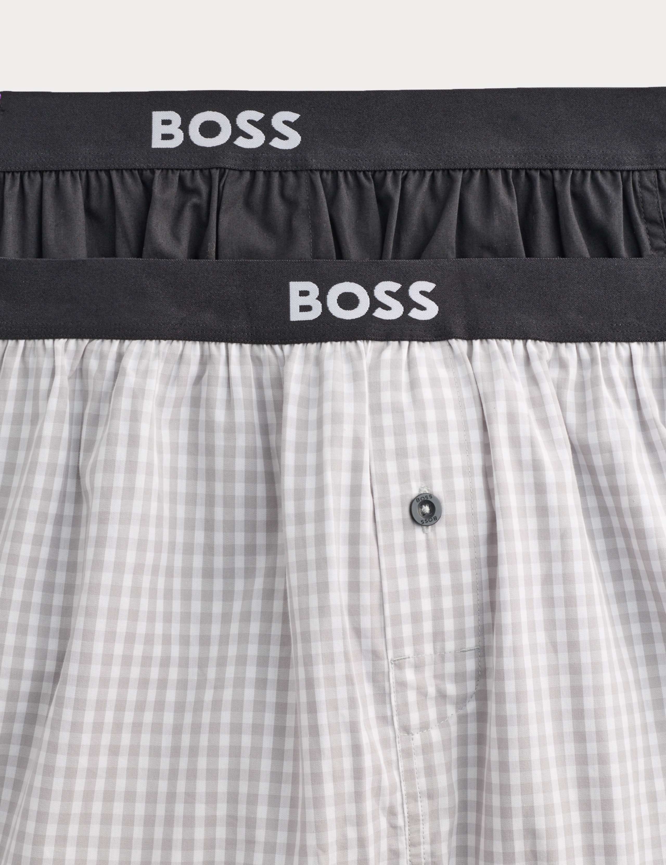 2 Pack Pure Cotton Checked & Plain Boxers 2 of 2