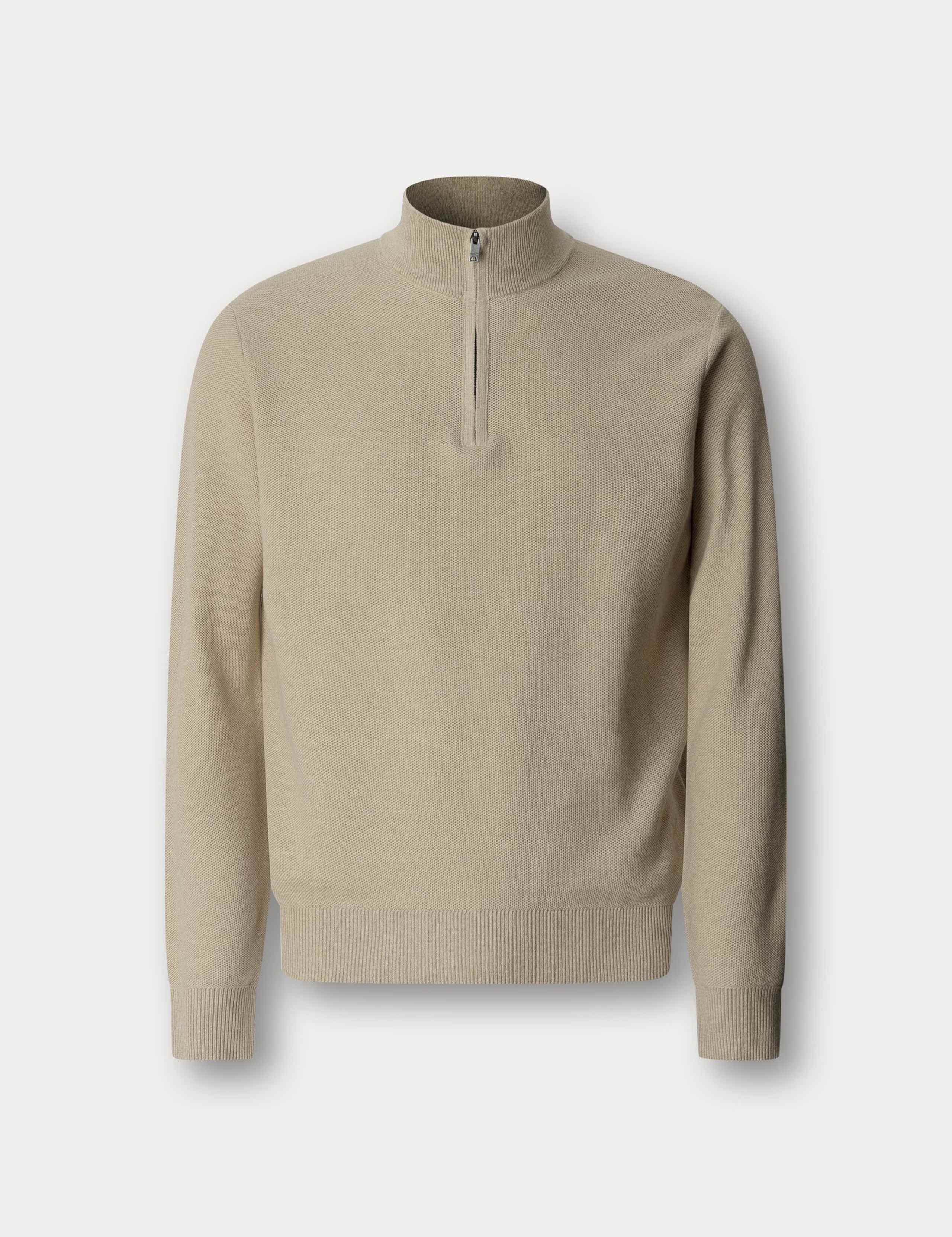 Cotton Rich Half Zip Funnel Neck Sweatshirt 1 of 3