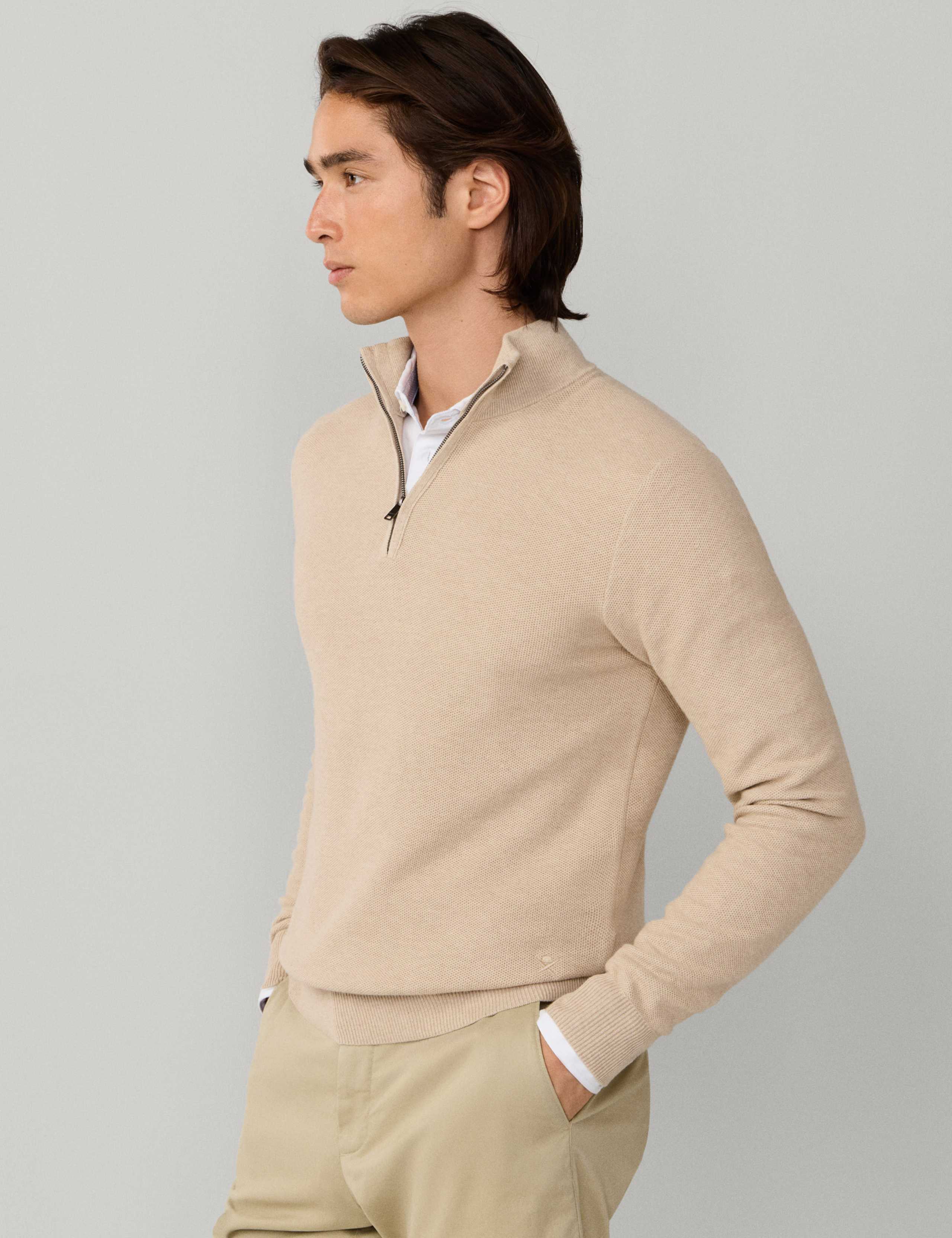 Cotton Rich Half Zip Funnel Neck Sweatshirt 4 of 6