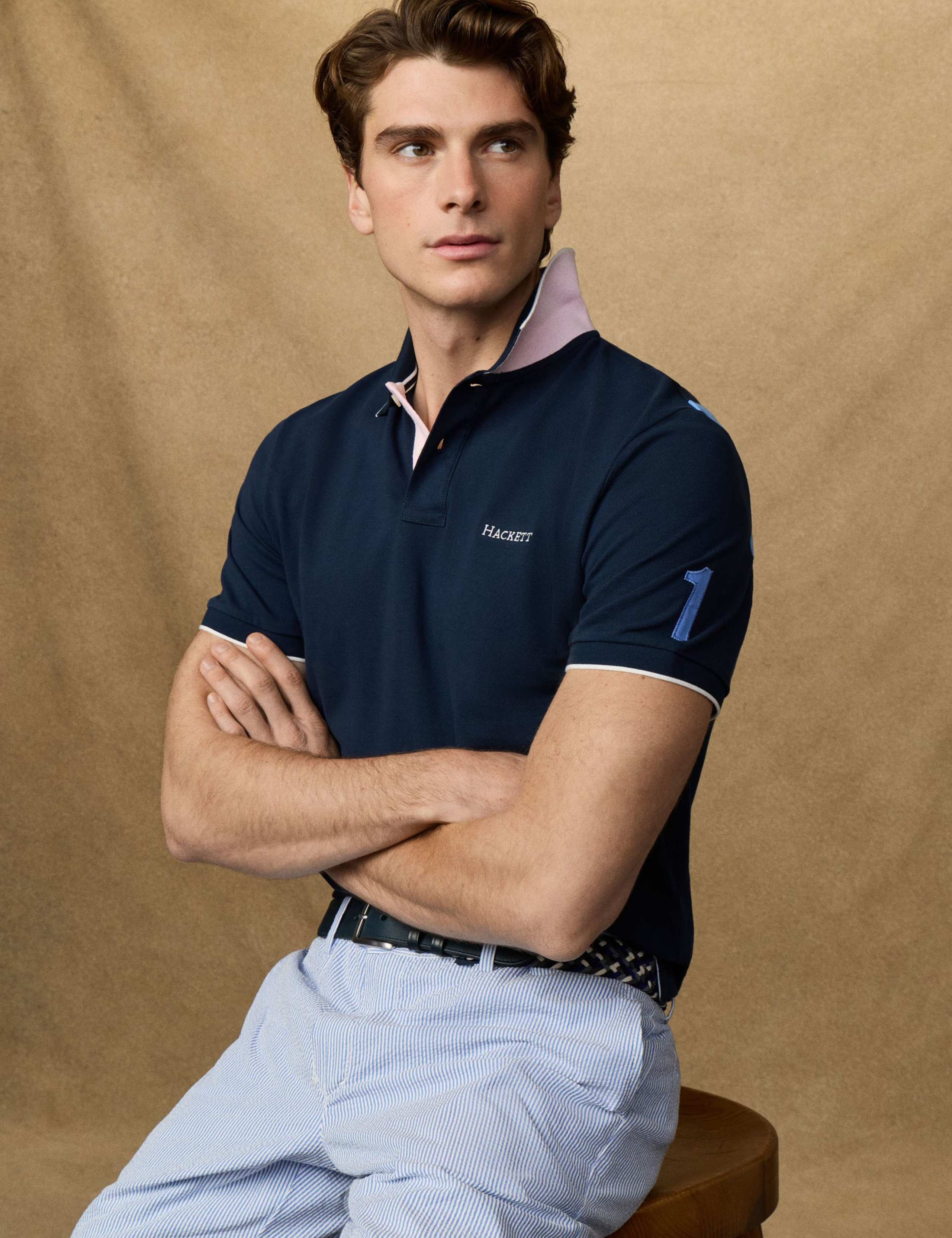 Pure Cotton Tipped Striped Polo Shirt 3 of 10