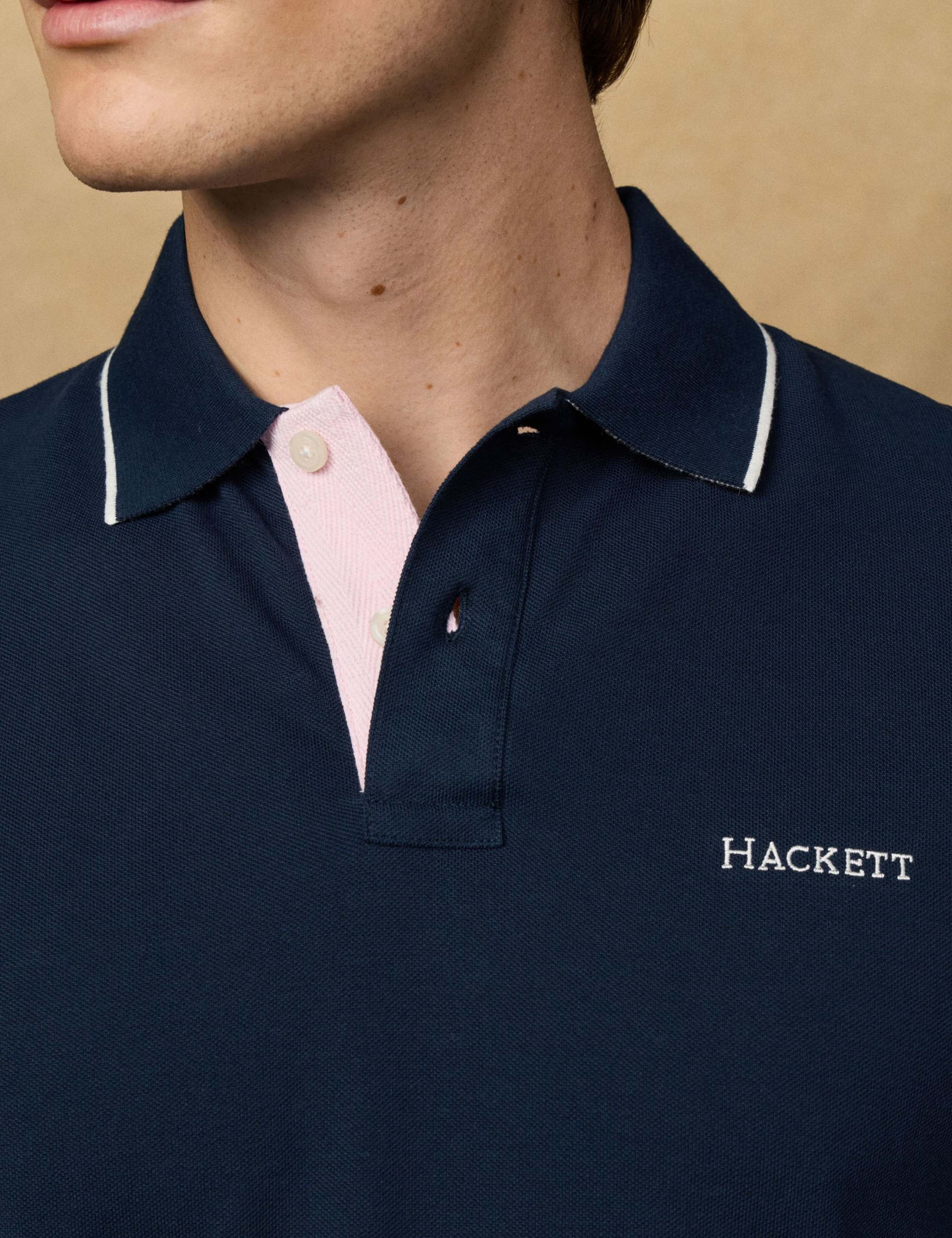 Pure Cotton Tipped Striped Polo Shirt 4 of 10