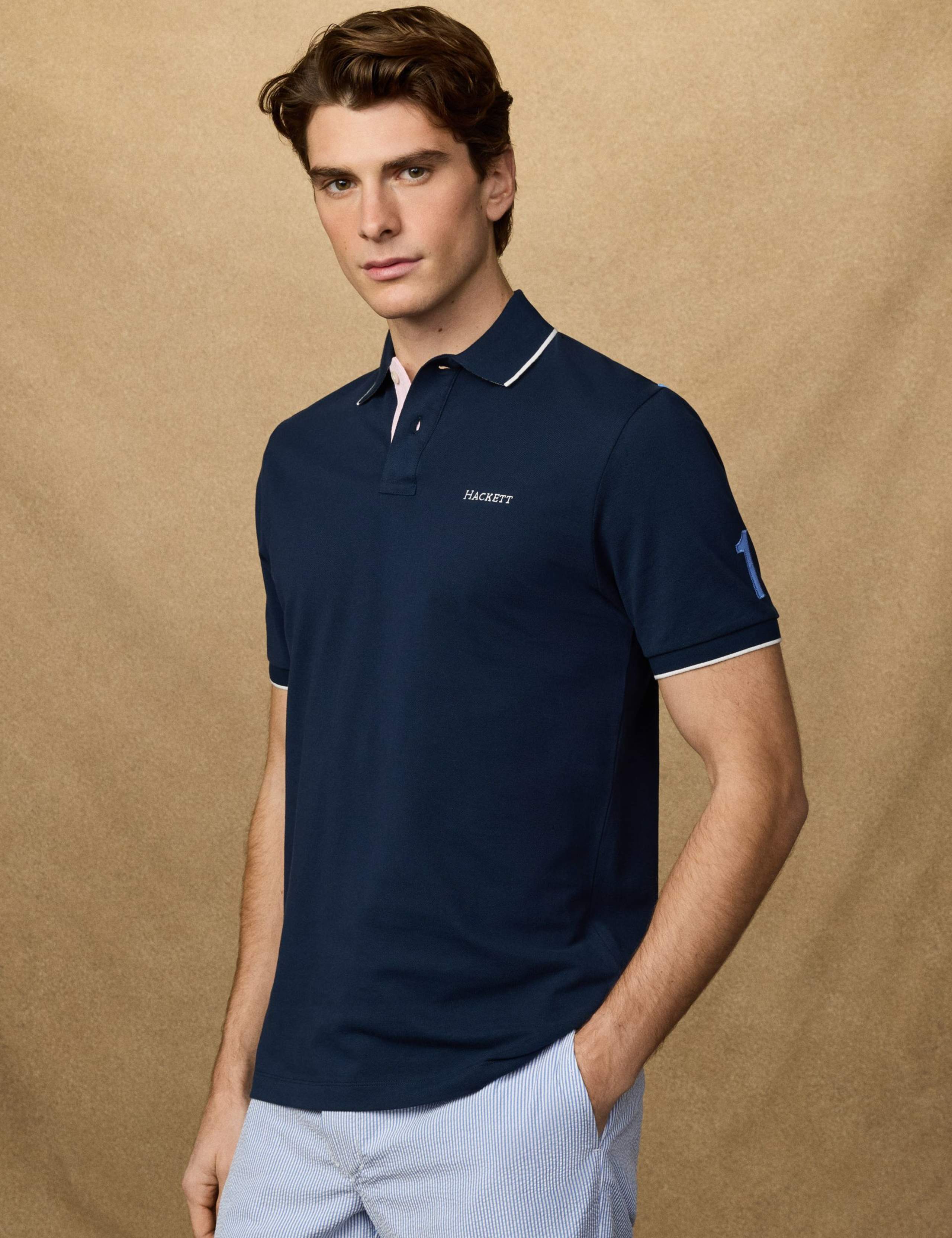 Pure Cotton Tipped Striped Polo Shirt 10 of 10