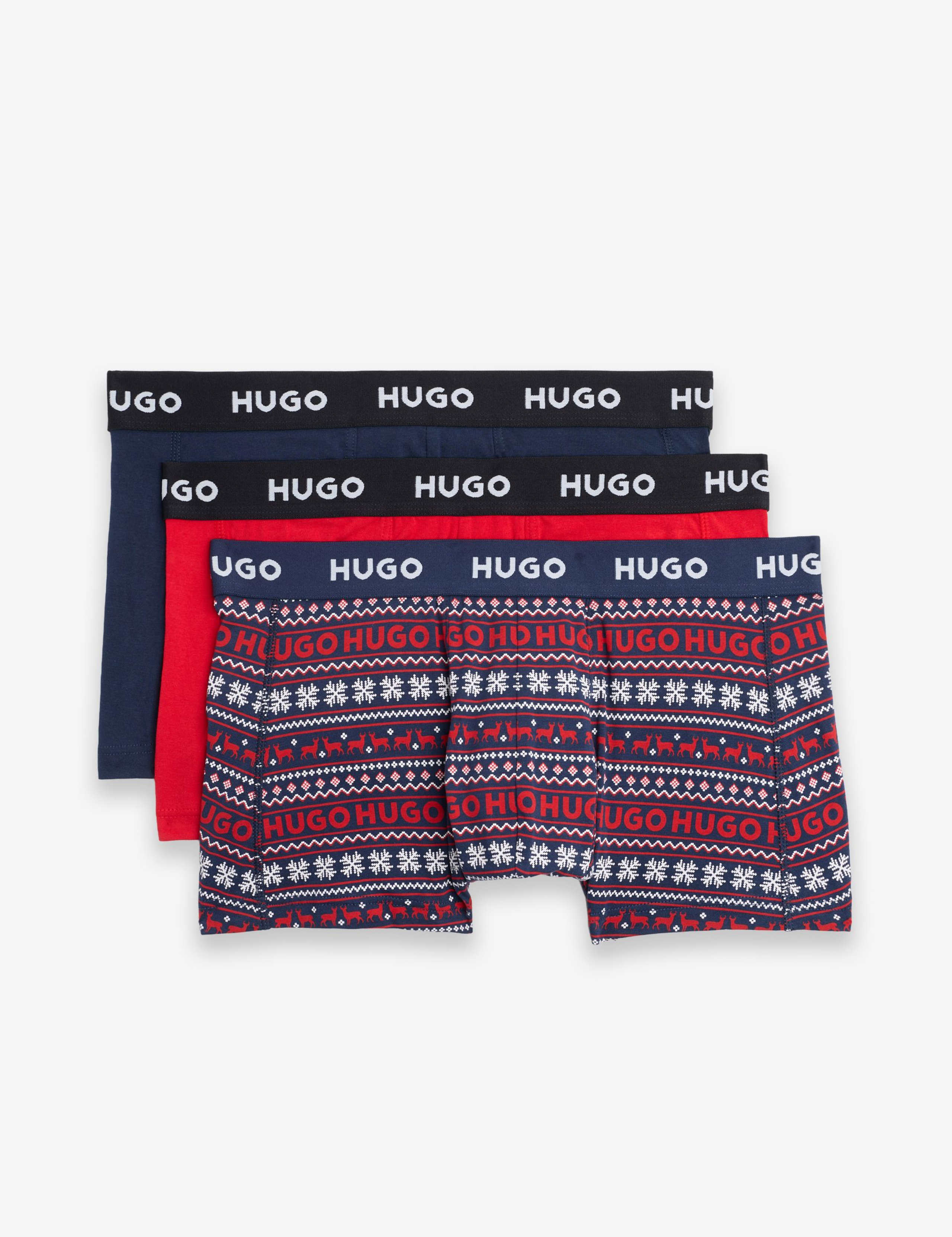 3 Pack Cotton Rich Fair Isle Christmas Trunks 1 of 2