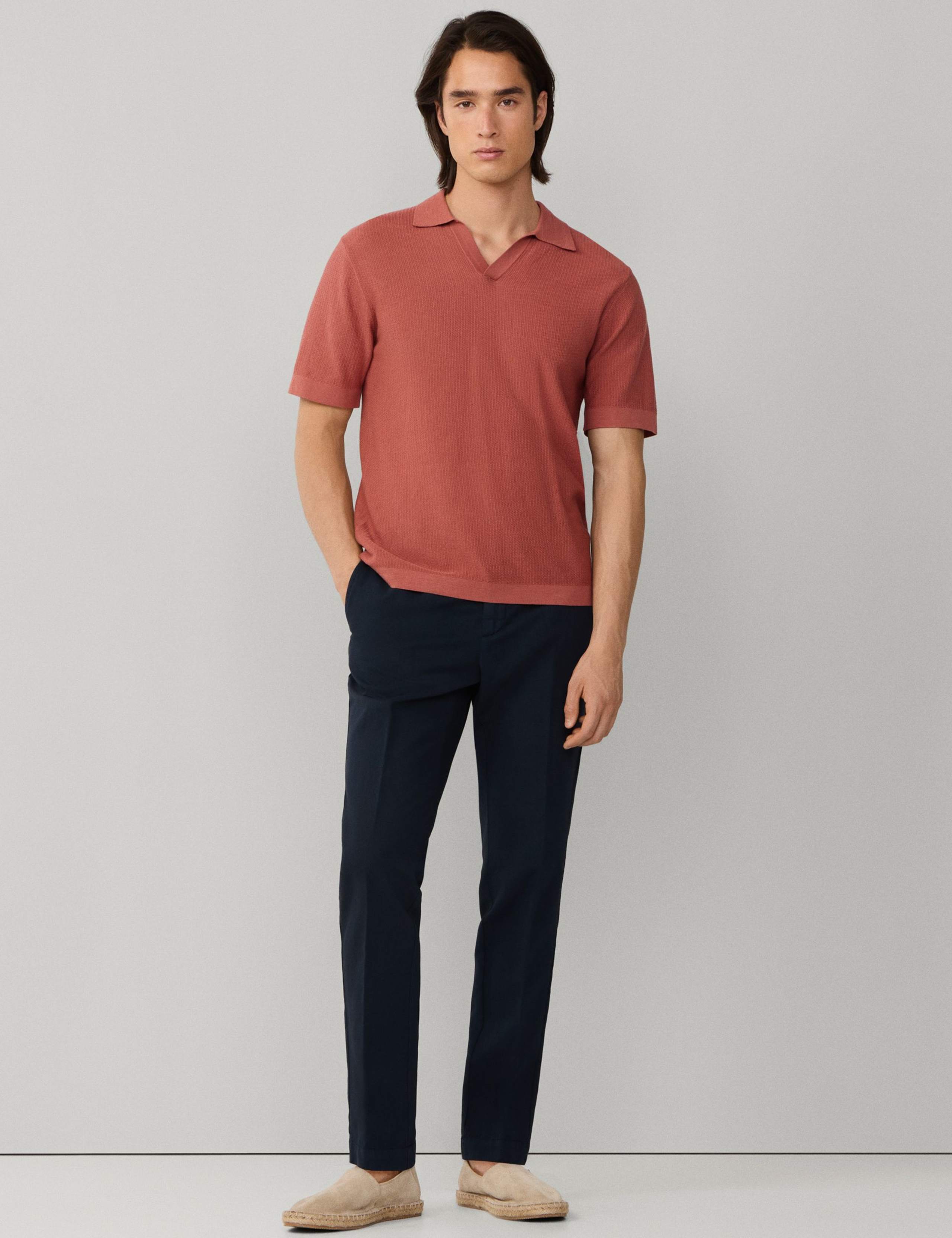 Pure Cotton Open Neck Knitted Polo Shirt 1 of 9