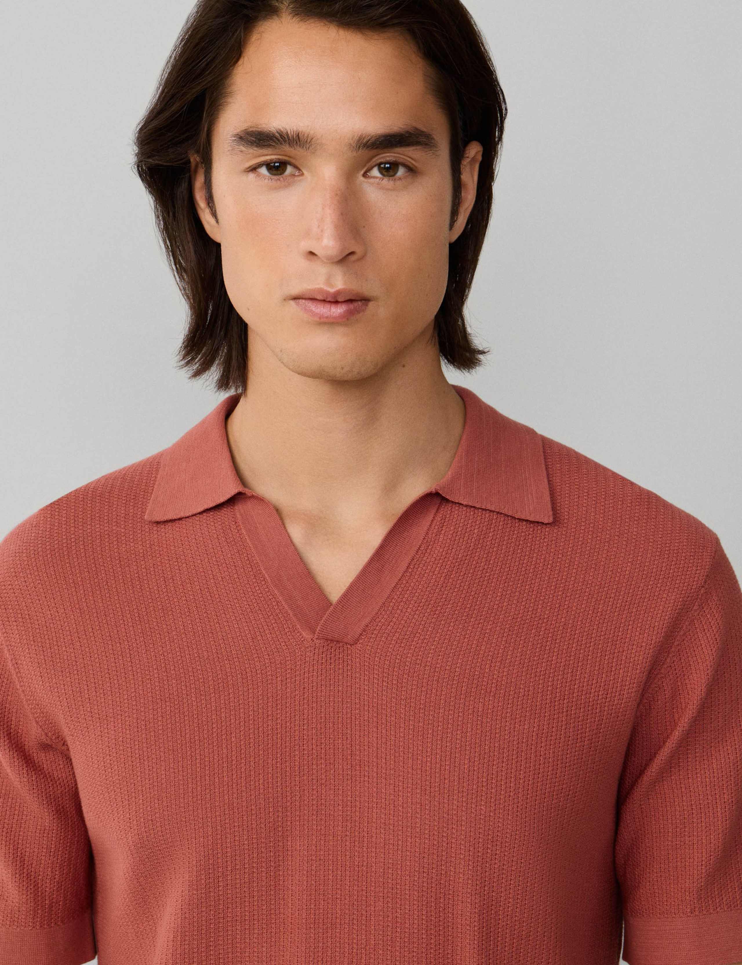 Pure Cotton Open Neck Knitted Polo Shirt 4 of 9