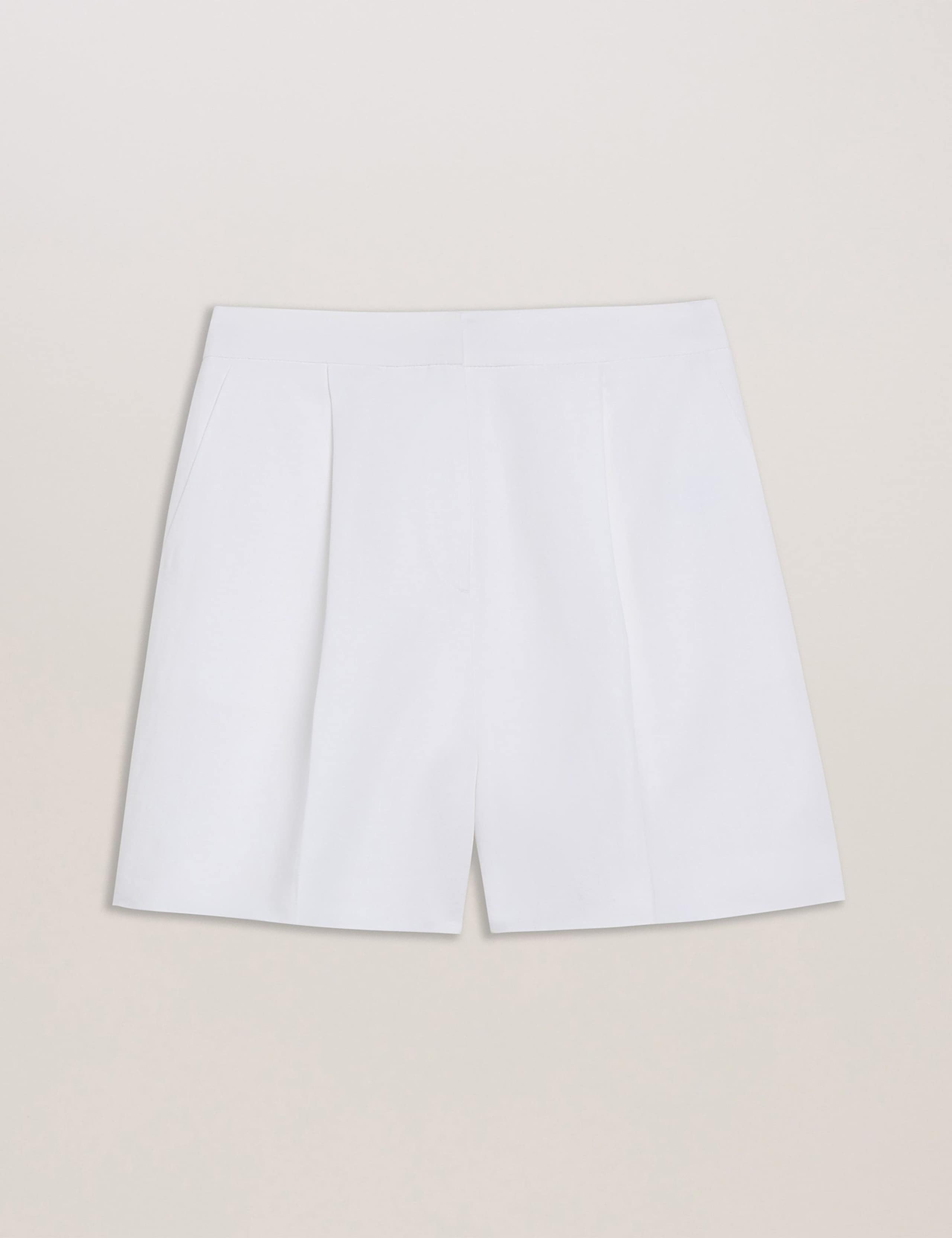 Cotton Rich High Waisted Tailored Pleated Shorts 1 of 4