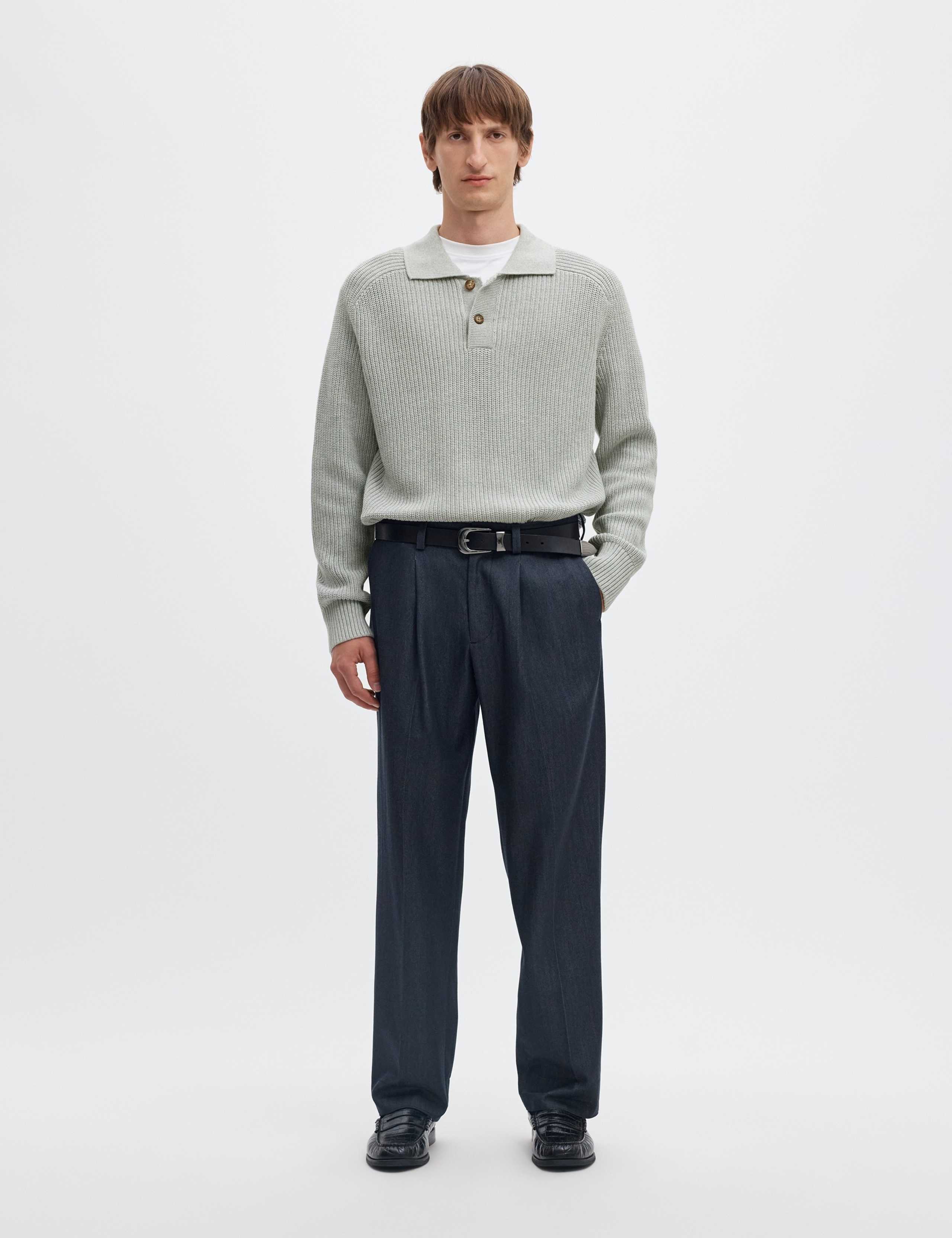 Pure Cotton Ribbed Collared Jumper 2 of 5