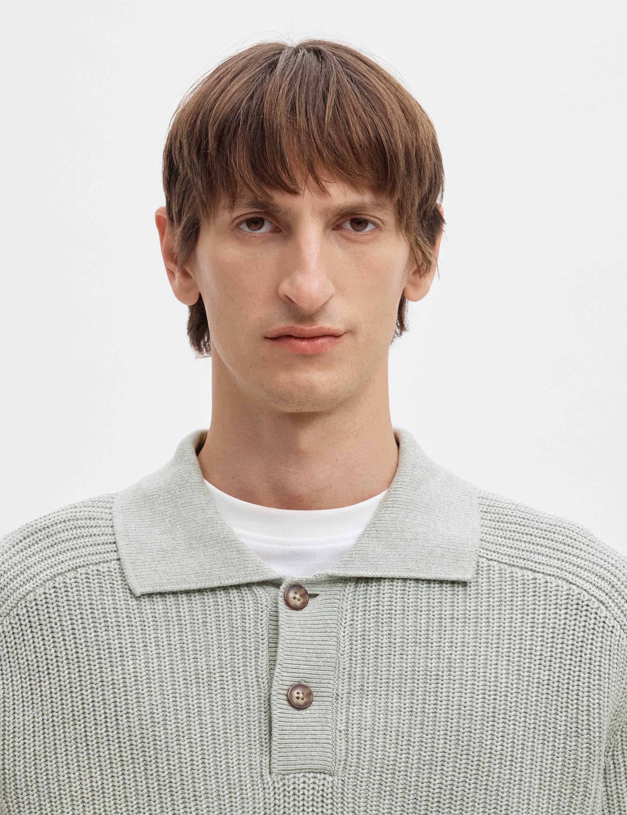 Pure Cotton Ribbed Collared Jumper 3 of 5
