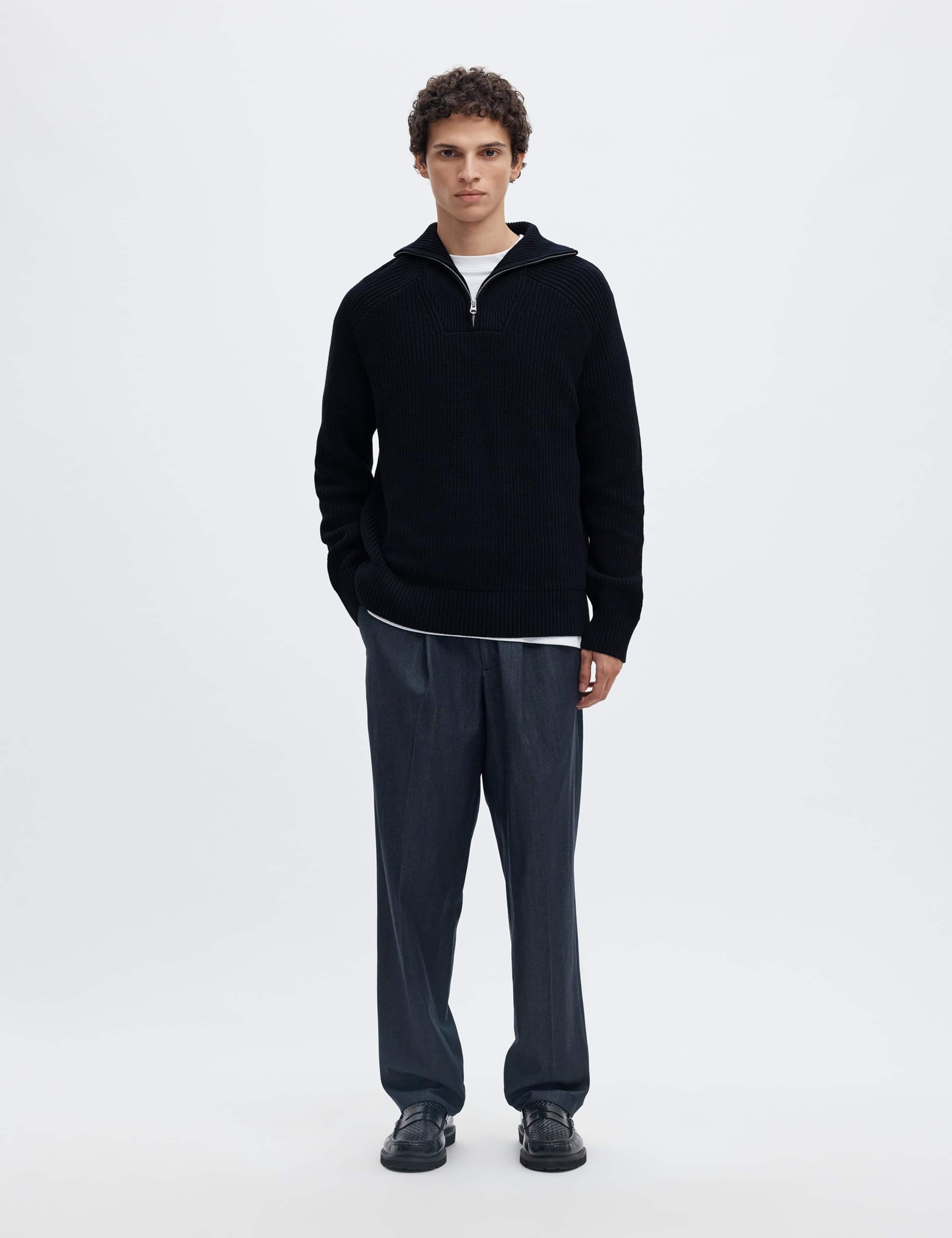 Pure Cotton Ribbed Half Zip Jumper 2 of 5