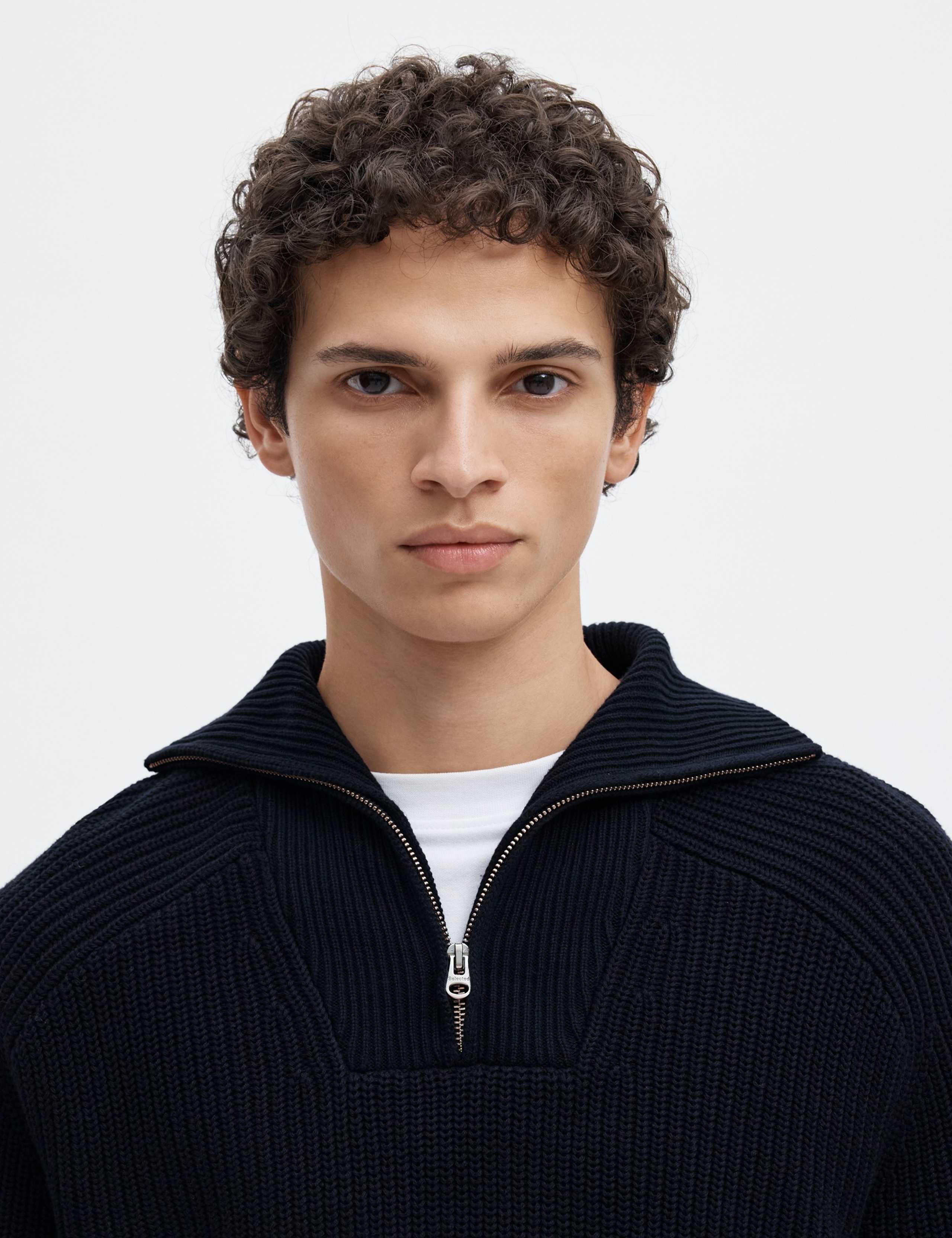 Pure Cotton Ribbed Half Zip Jumper 3 of 5