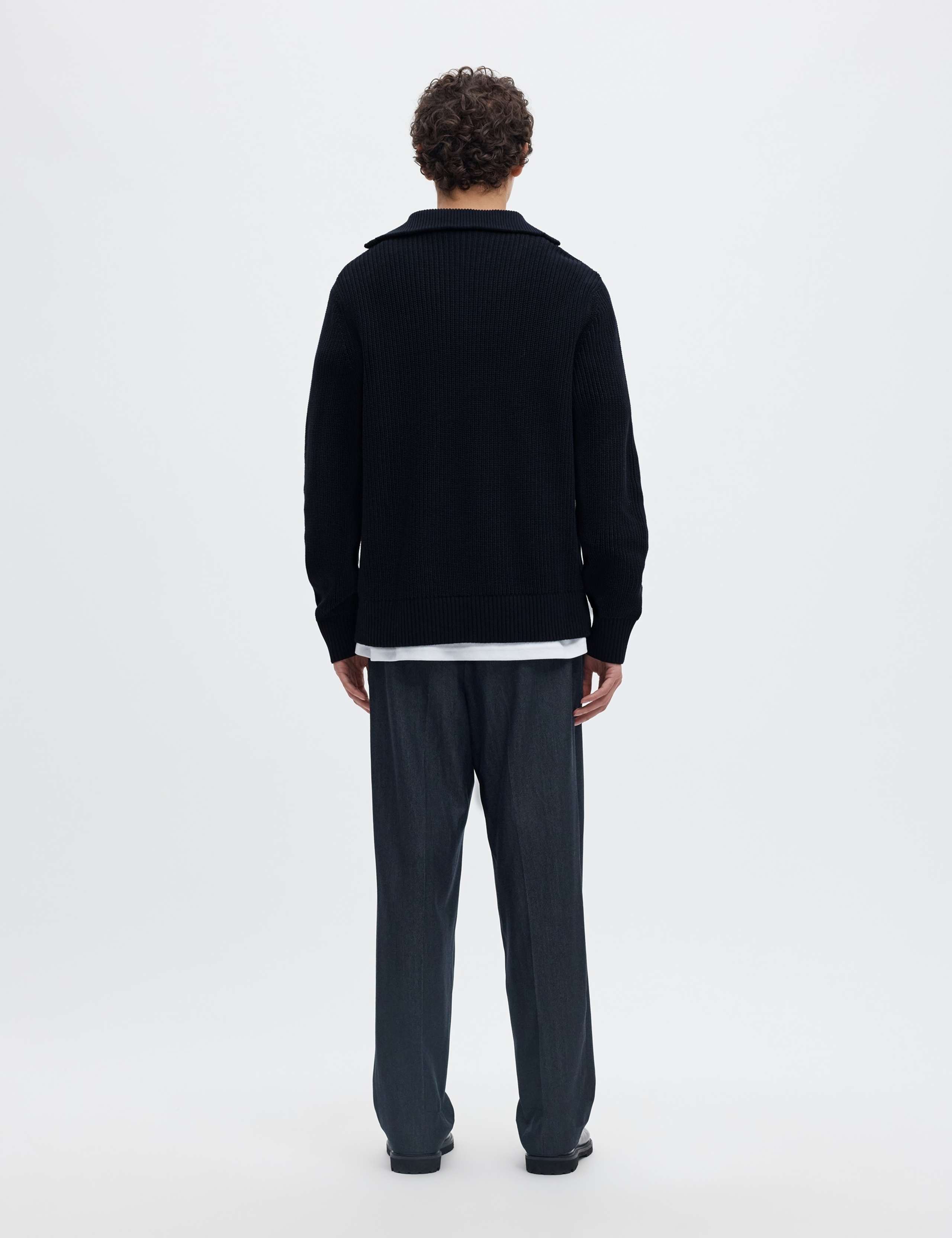 Pure Cotton Ribbed Half Zip Jumper 4 of 5