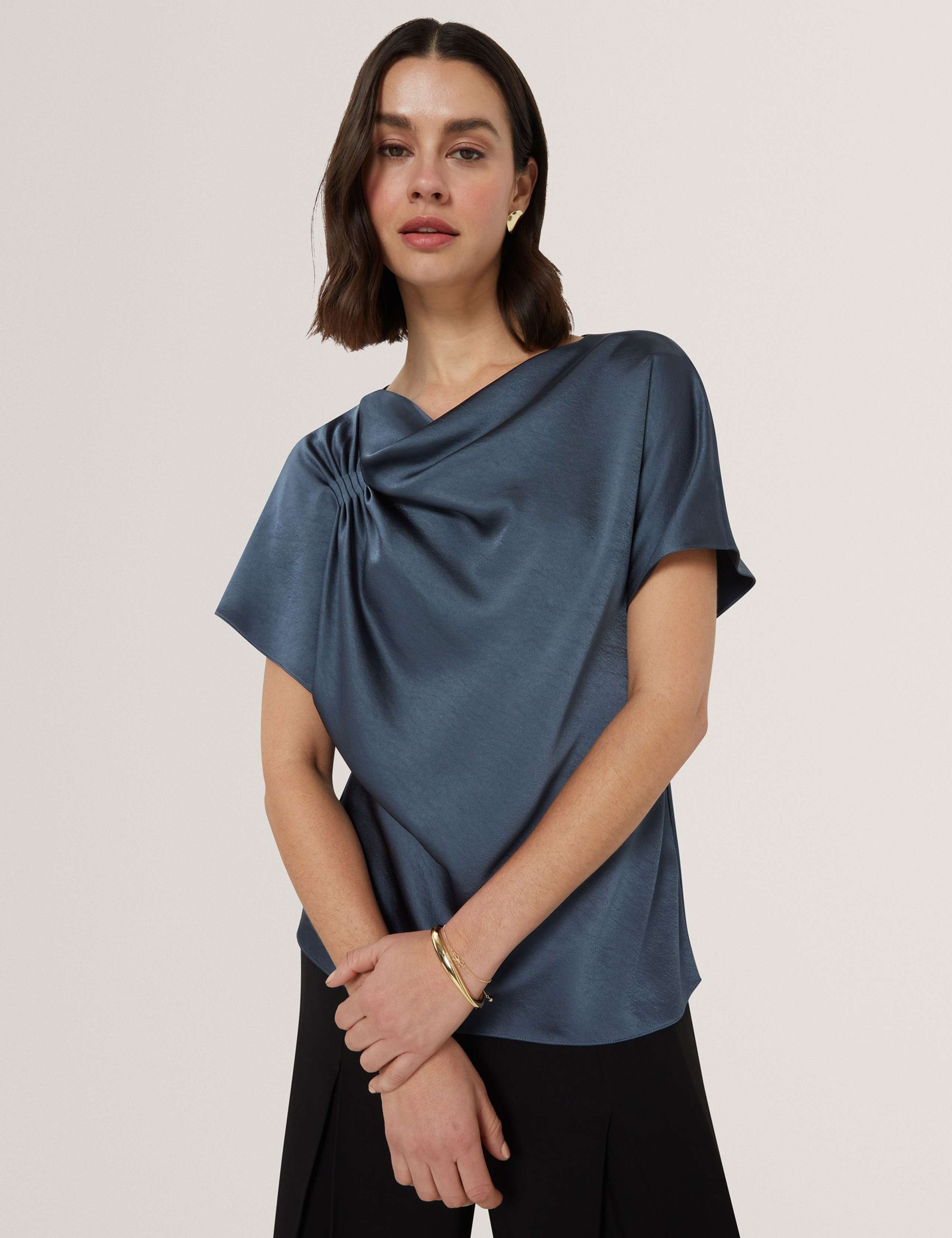 Gathered Shoulder Draped Top 1 of 7