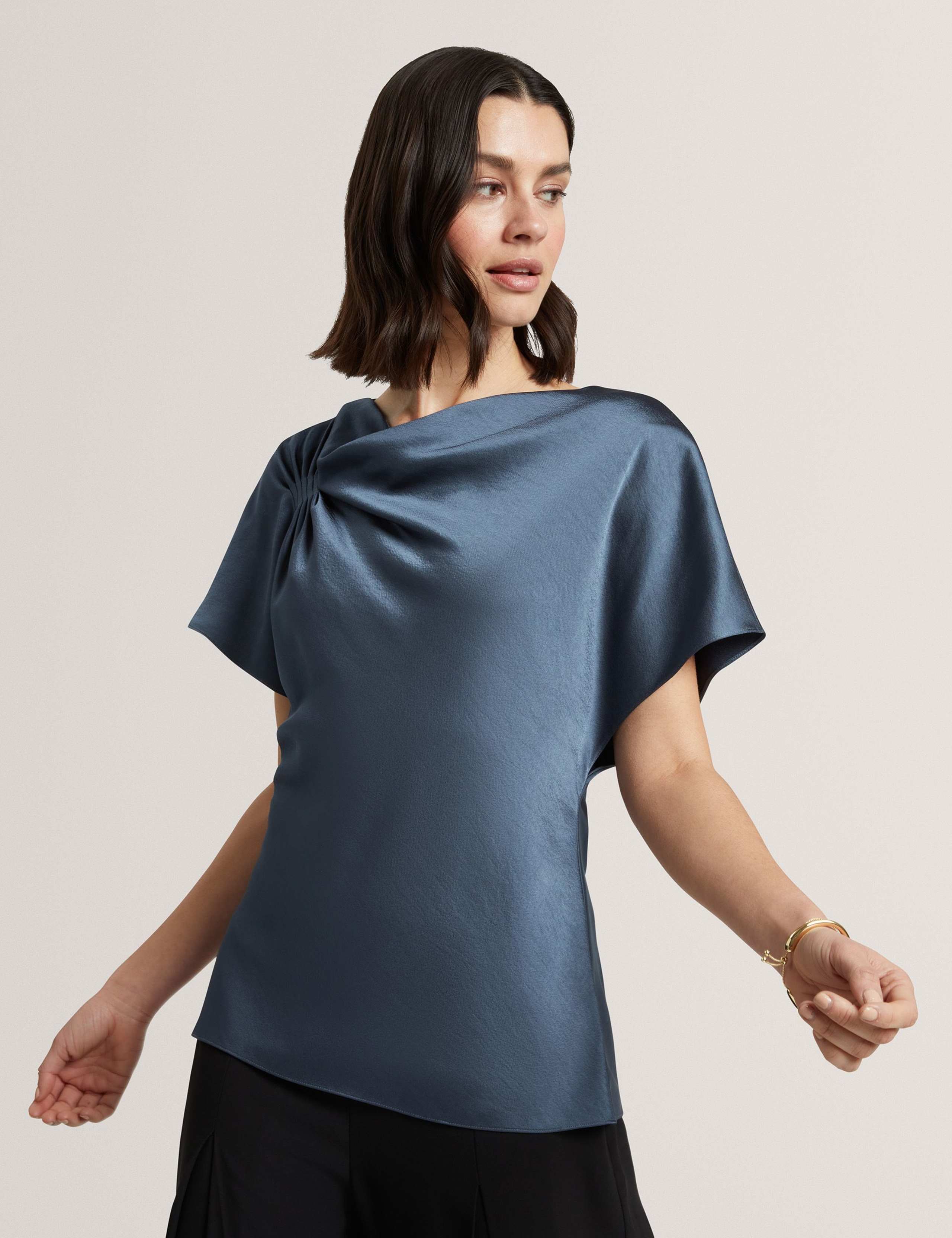 Gathered Shoulder Draped Top 3 of 7
