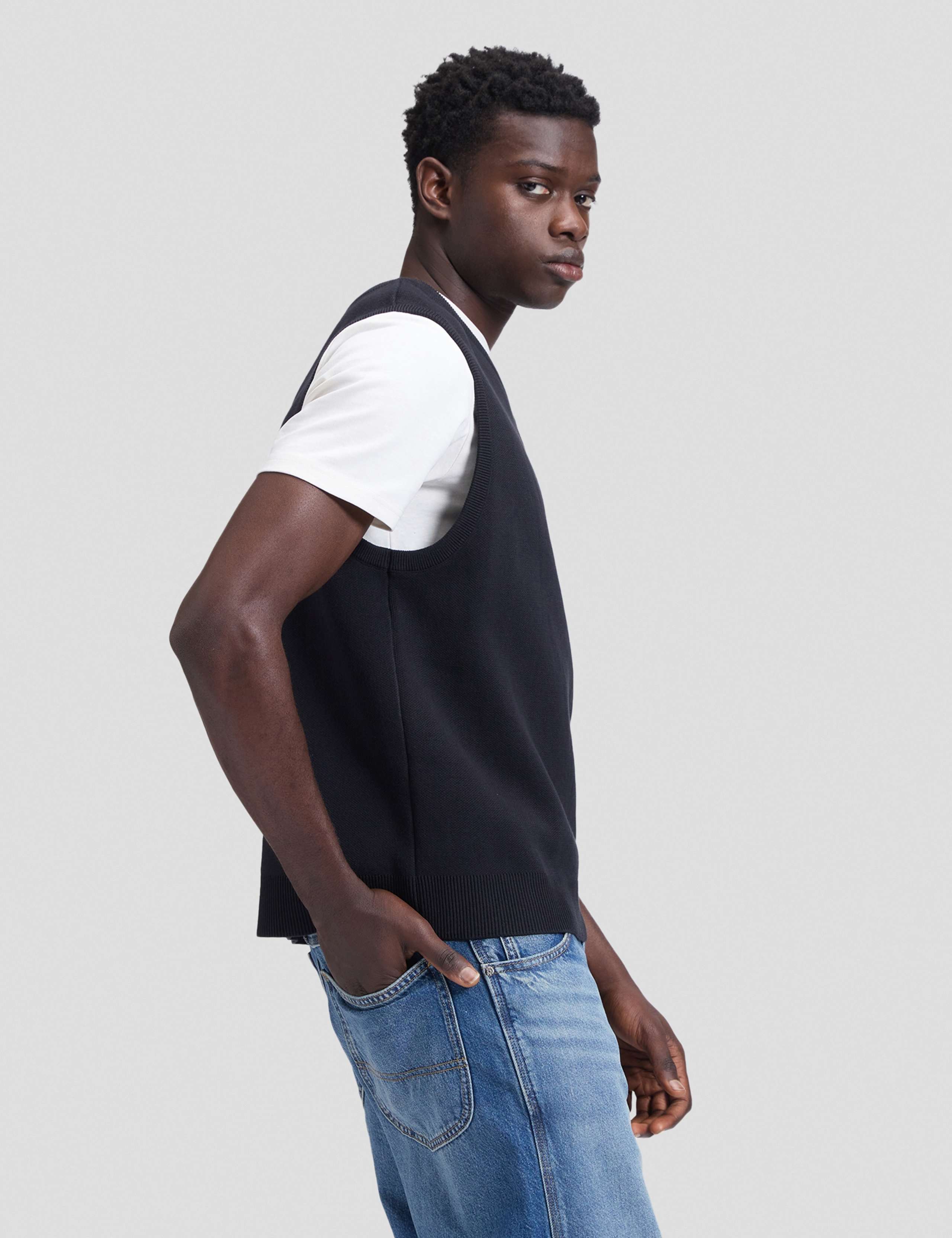 Pure Cotton V-Neck Knitted Vest 2 of 6