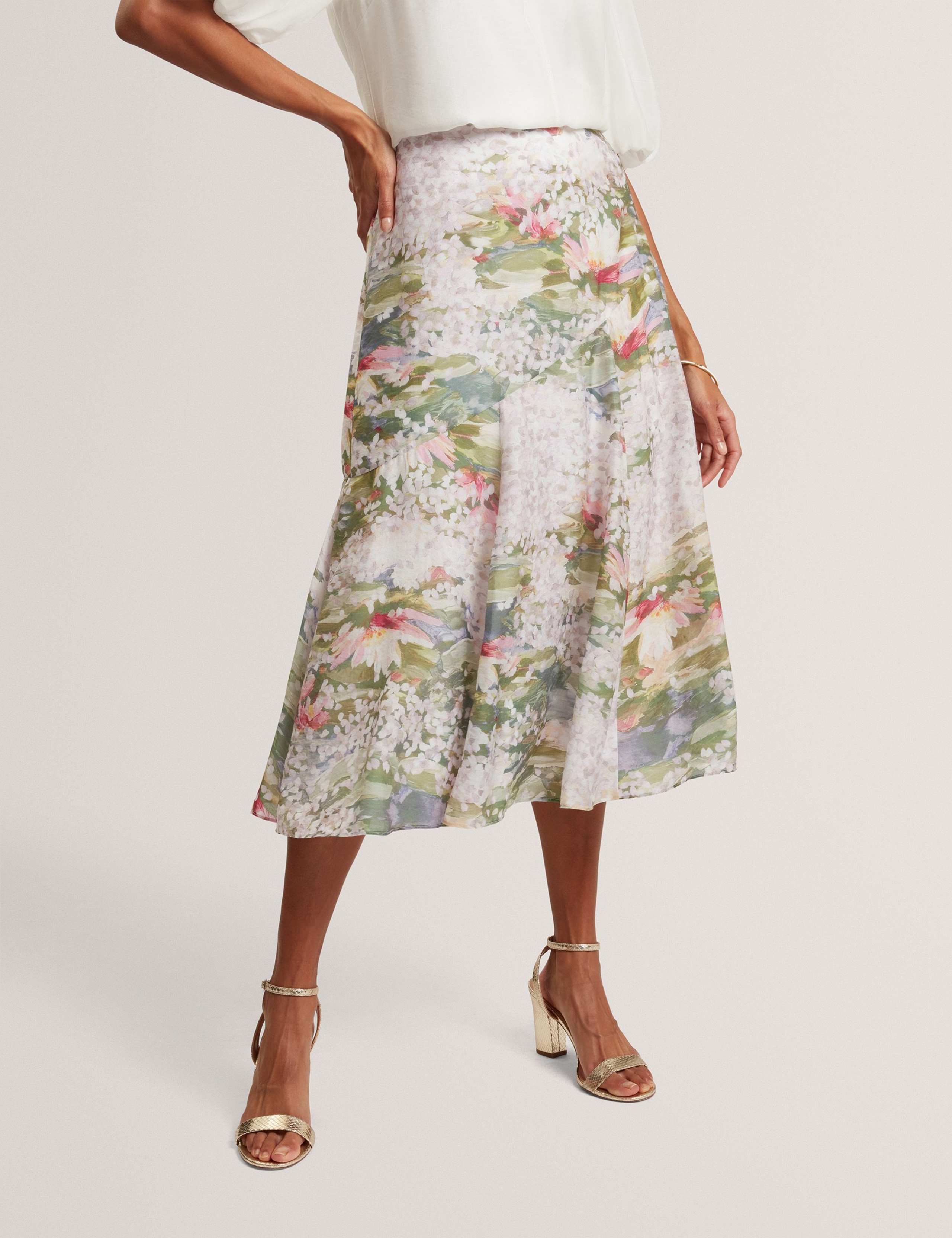 Printed Diagonal Seam Midi Slip Skirt 4 of 7