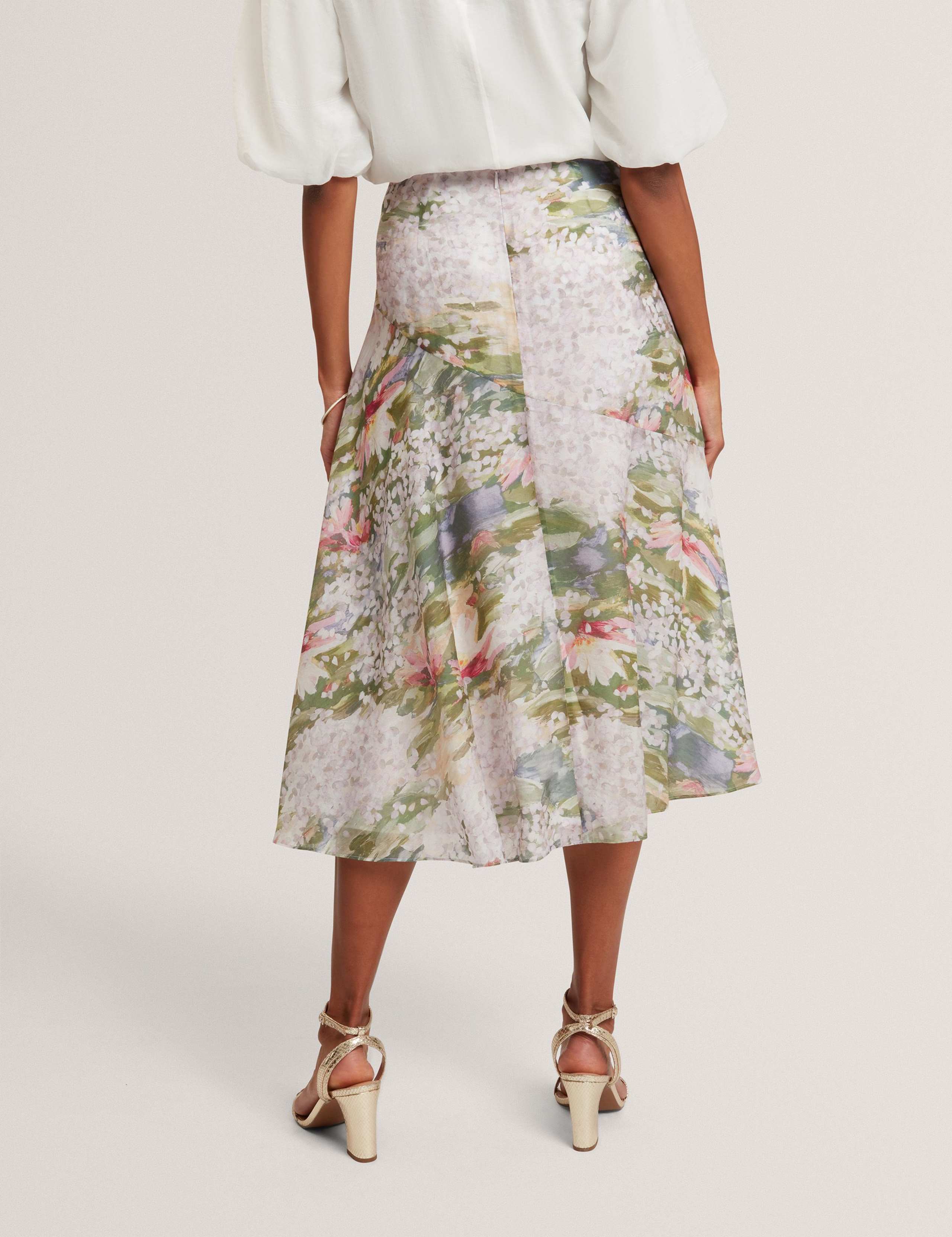 Printed Diagonal Seam Midi Slip Skirt 5 of 7