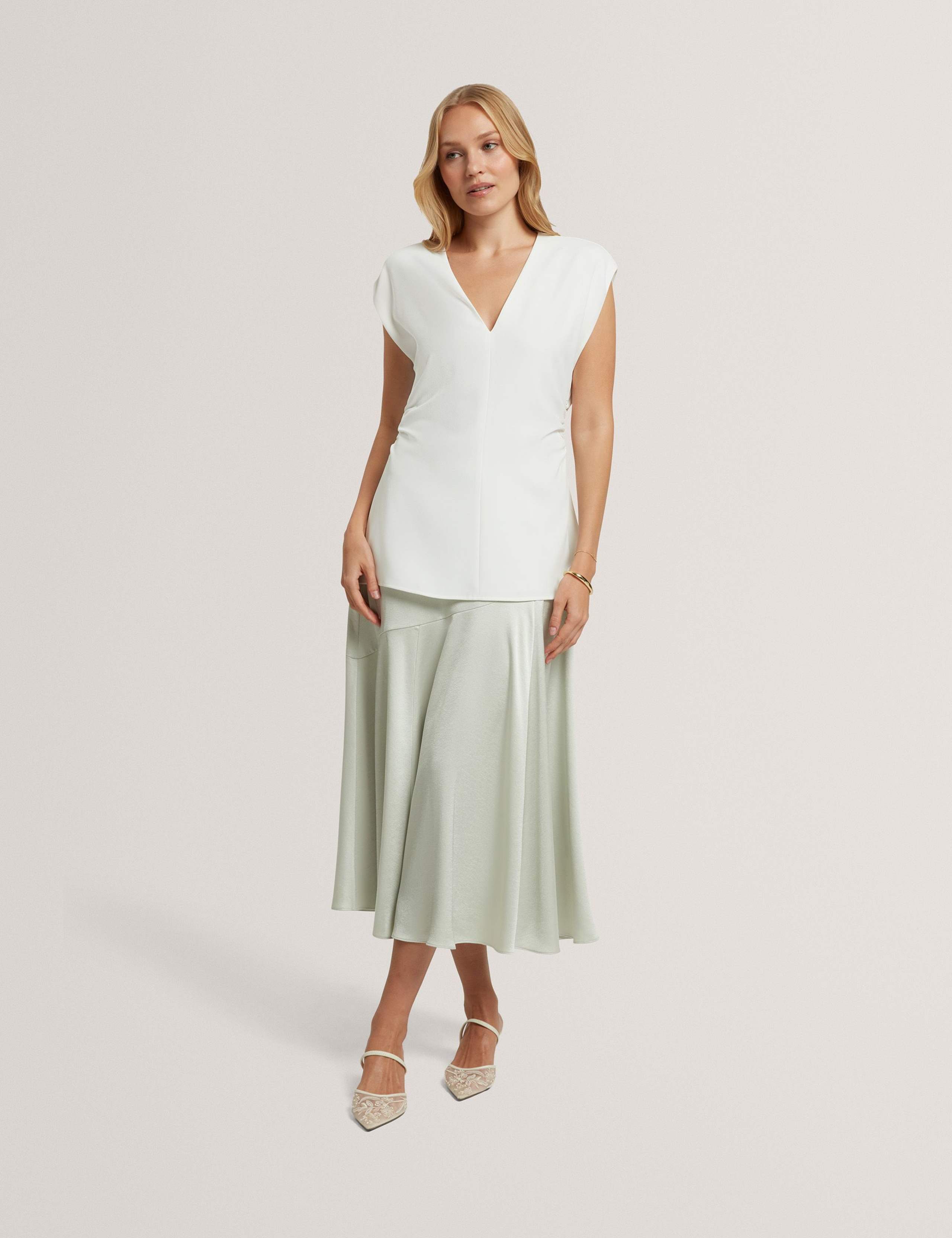 Diagonal Seam Midi Slip Skirt 1 of 7