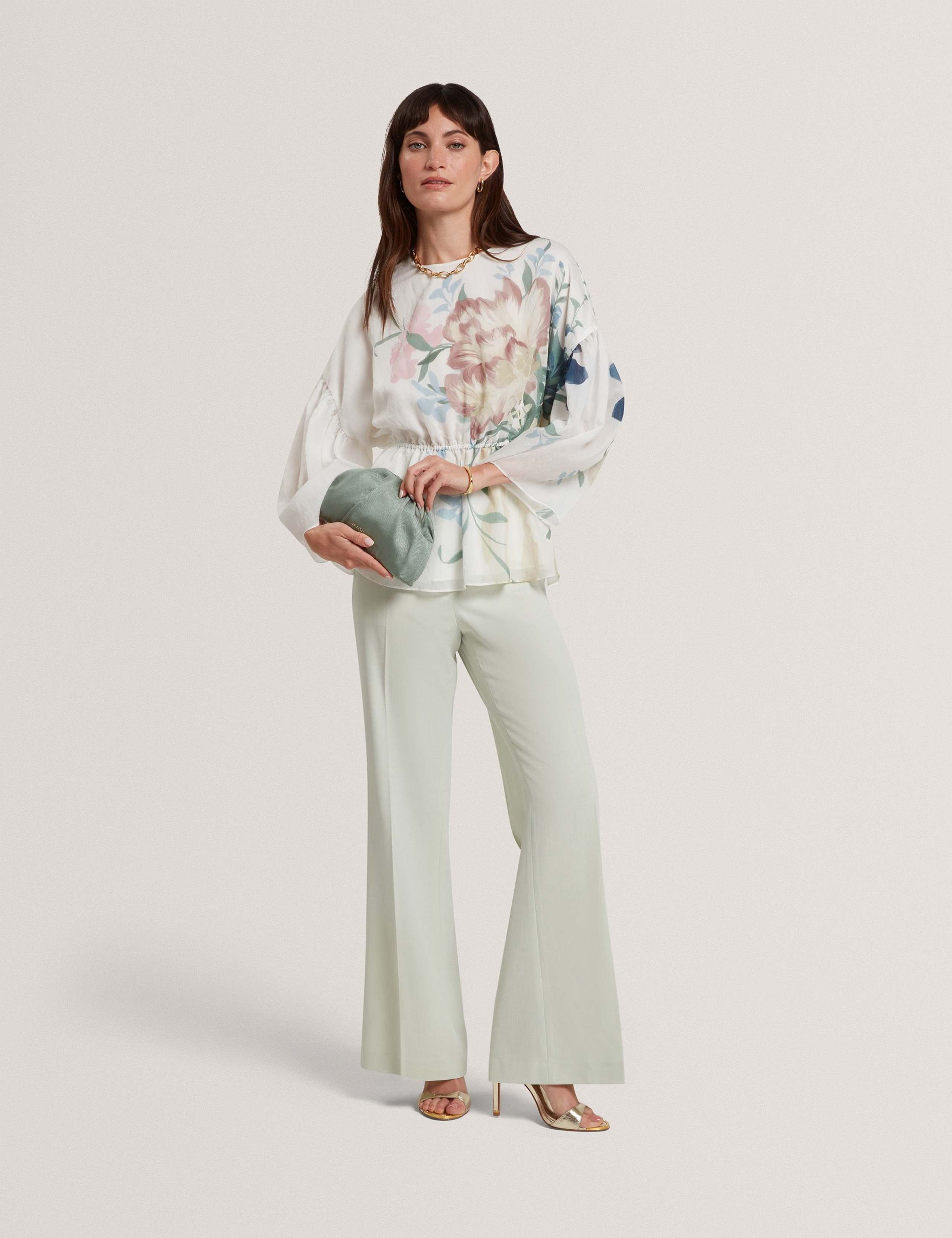 Lyocell Rich Floral Puff Sleeve Peplum Top 7 of 7