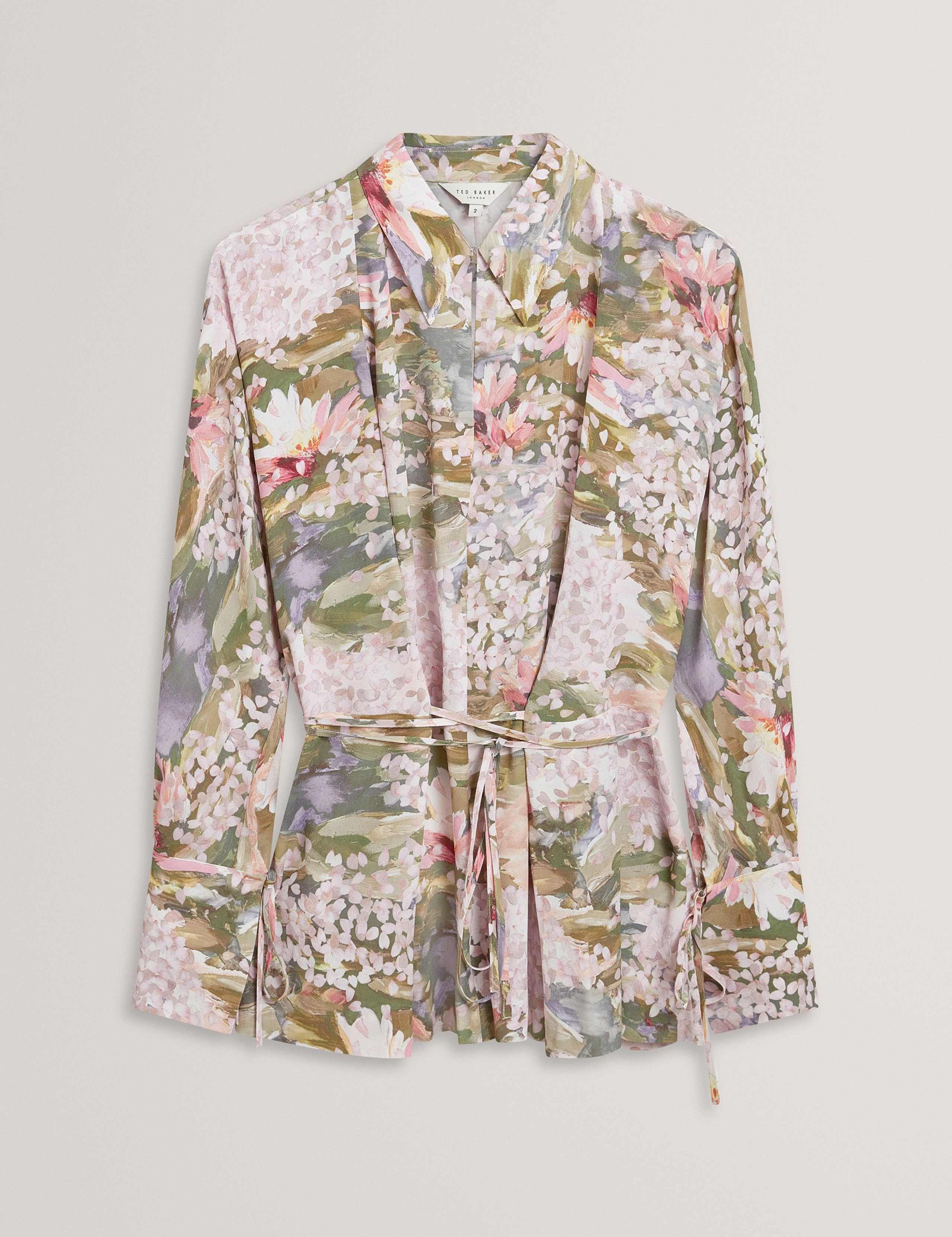 Printed Collared Tie Detail Shirt 2 of 7