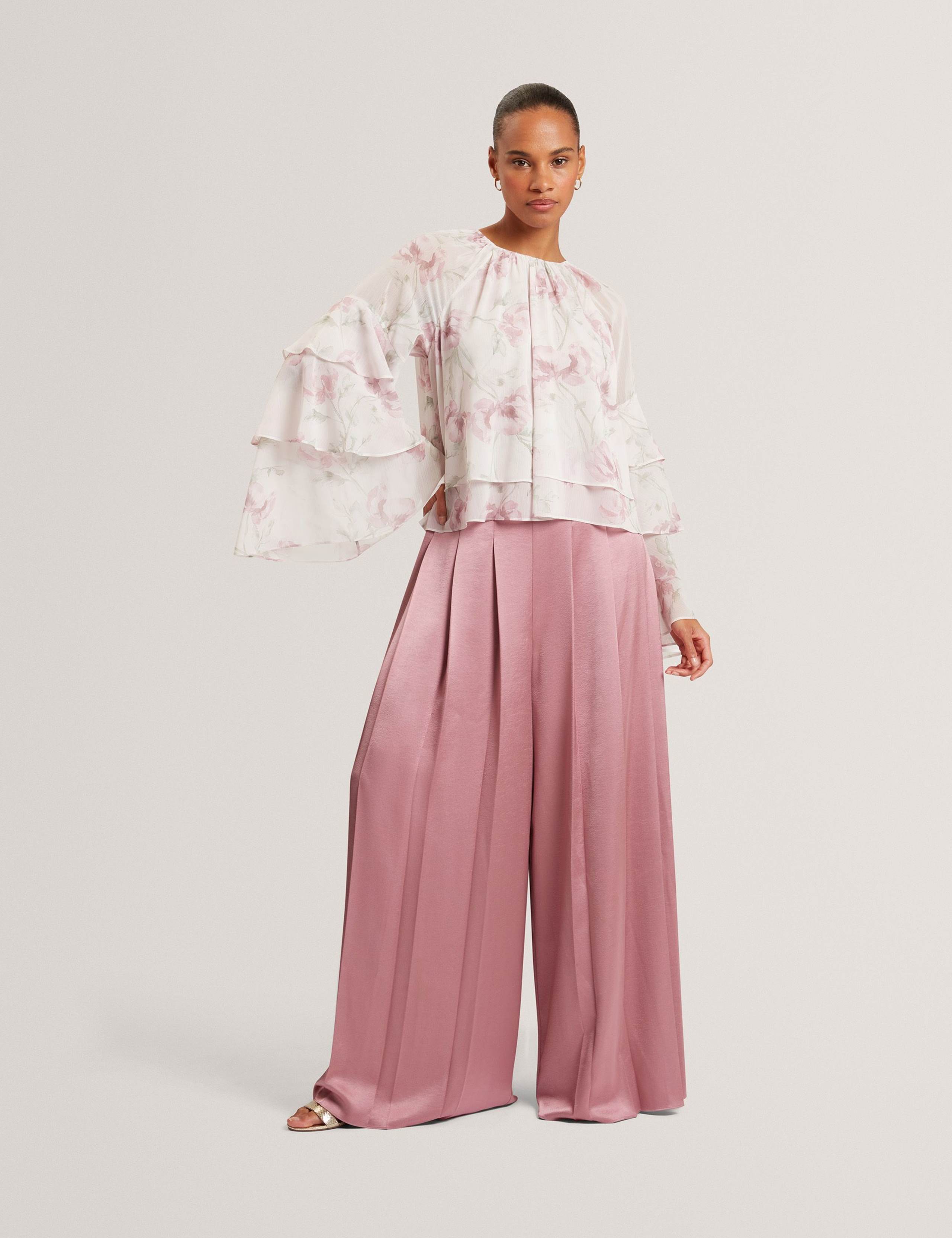 Floral Gathered Tiered Sleeve Blouse 3 of 7