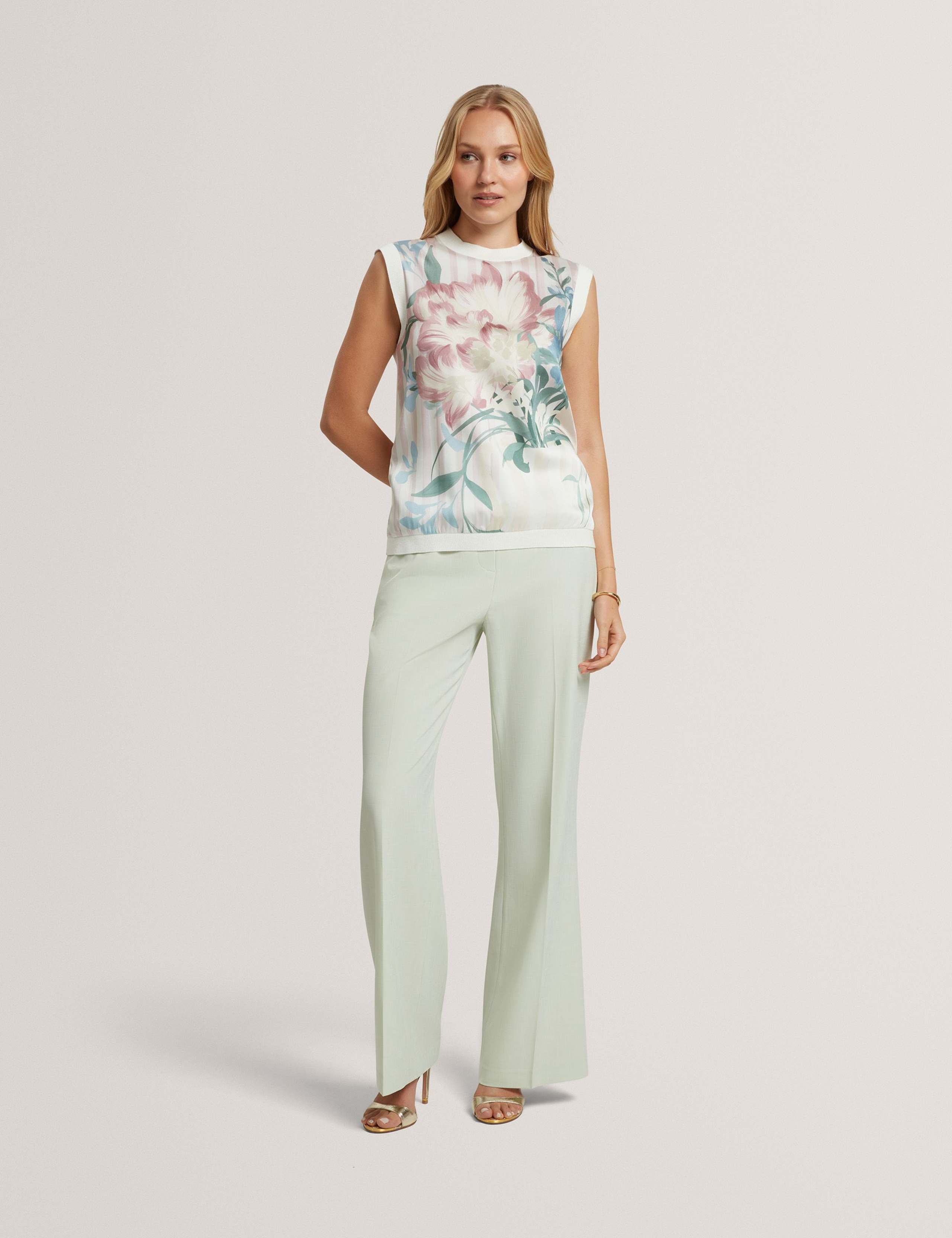 Cotton Blend Floral Woven Front Vest Top 7 of 7