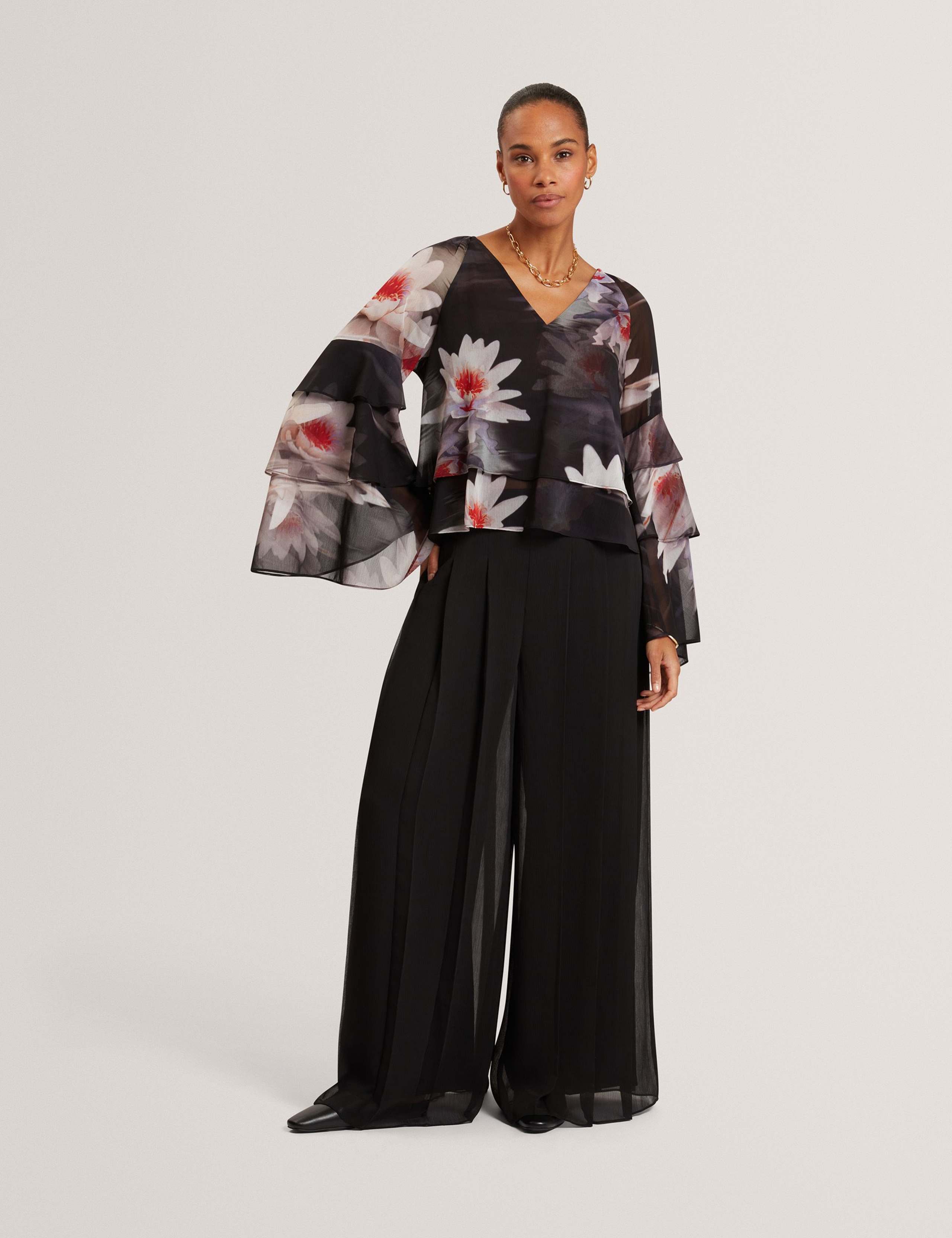 Floral V-Neck Ruffle Top 3 of 7