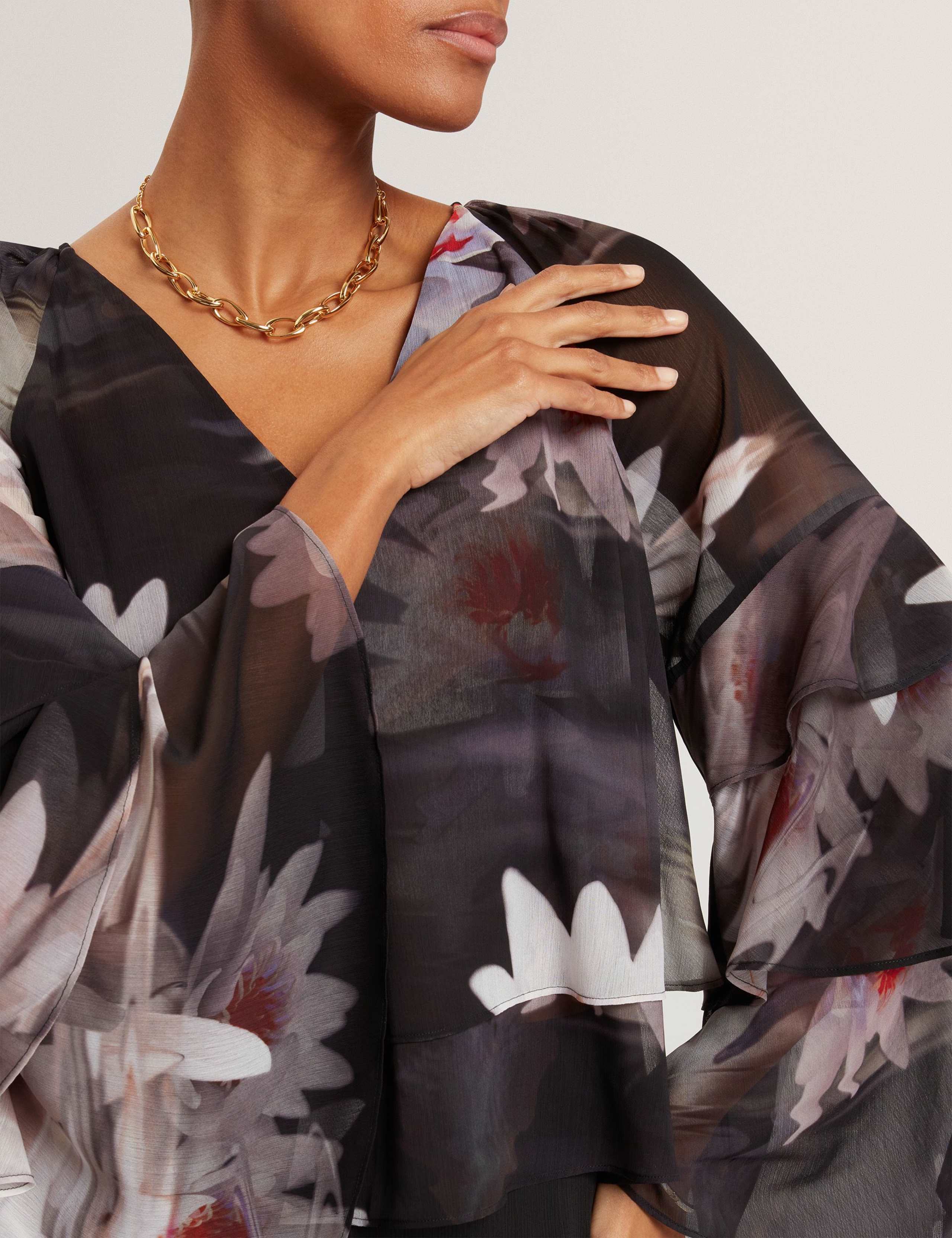 Floral V-Neck Ruffle Top 5 of 7