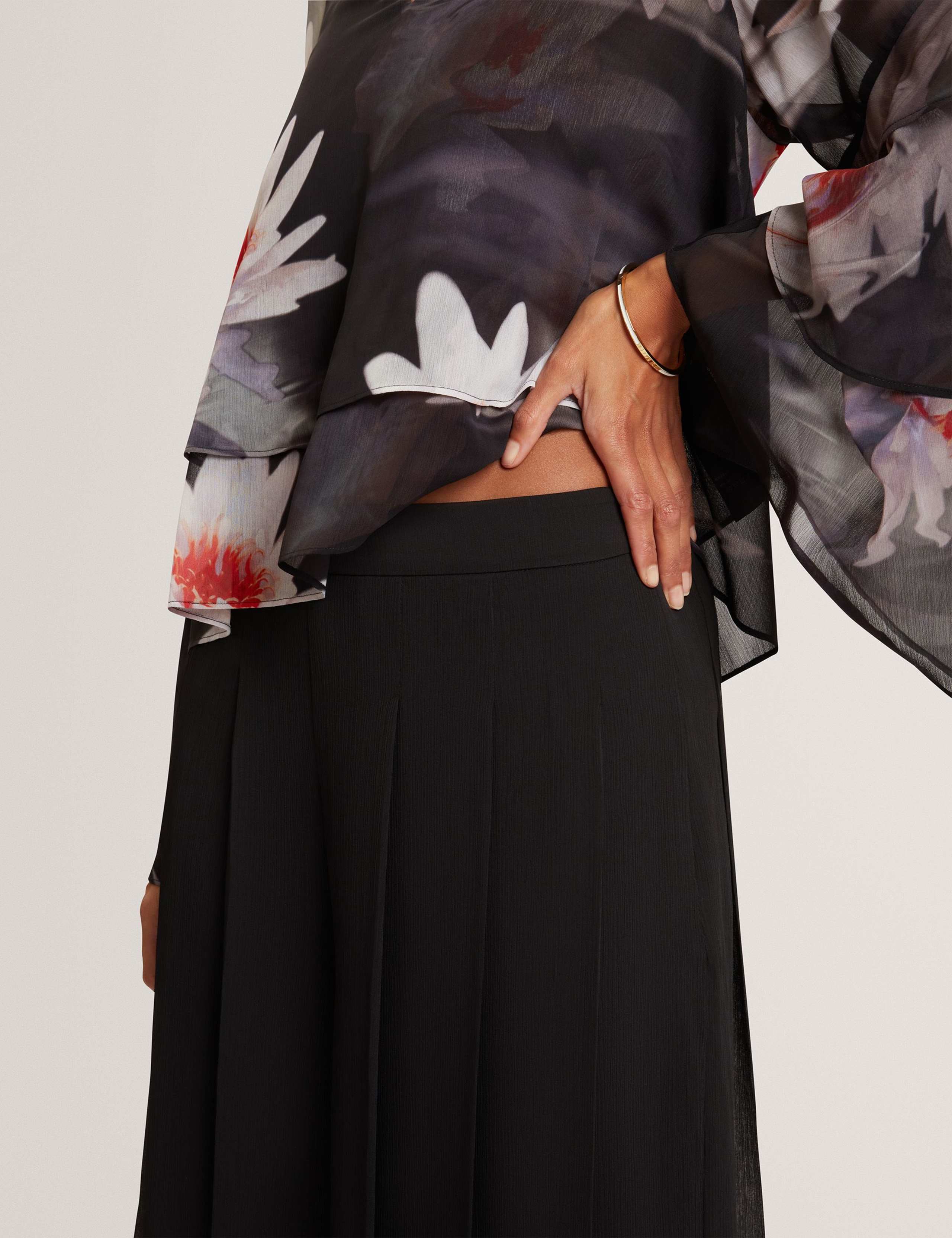 Sheer Pleated Wide Leg Trousers 6 of 6