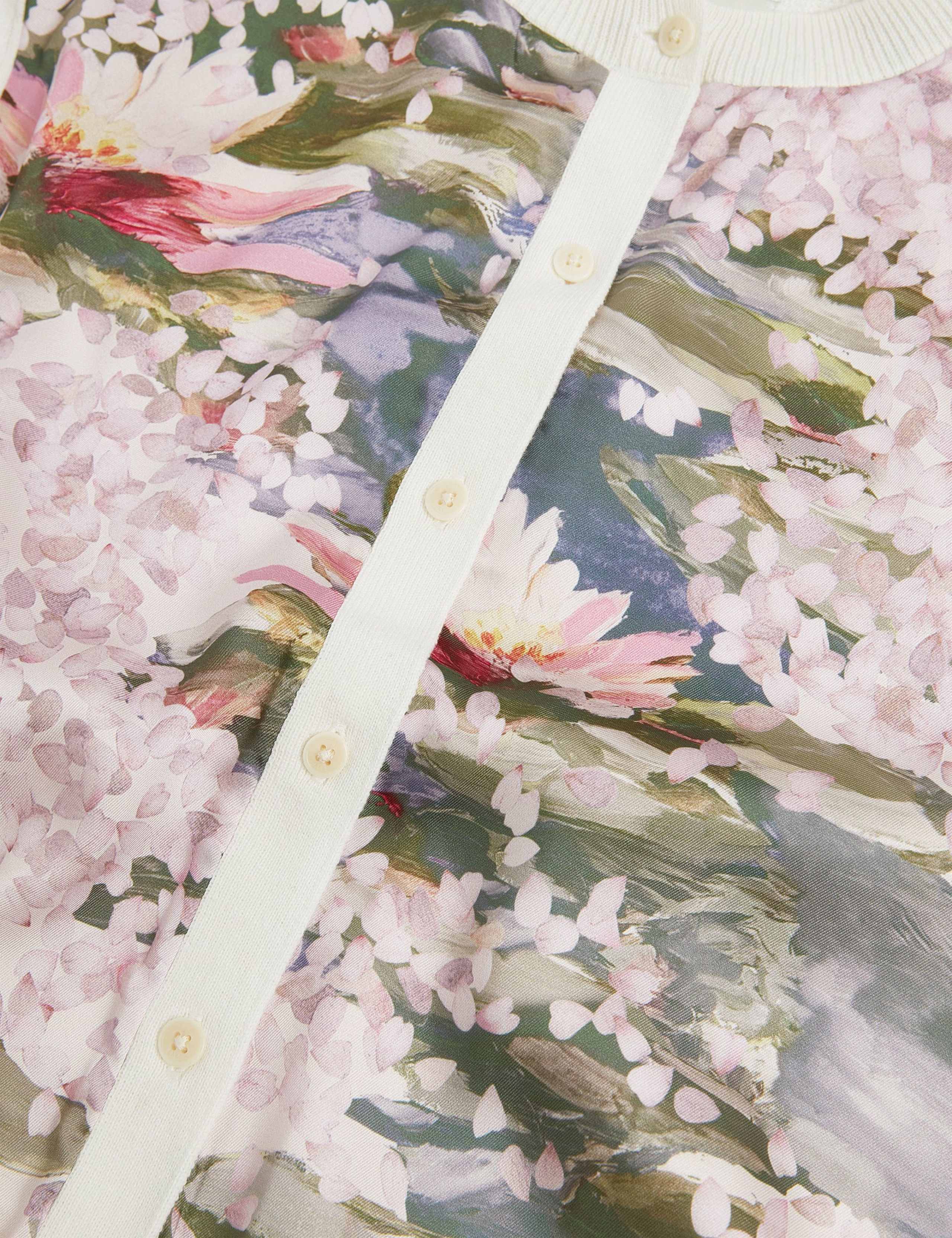 Cotton Blend Floral Button Front Cardigan 6 of 7