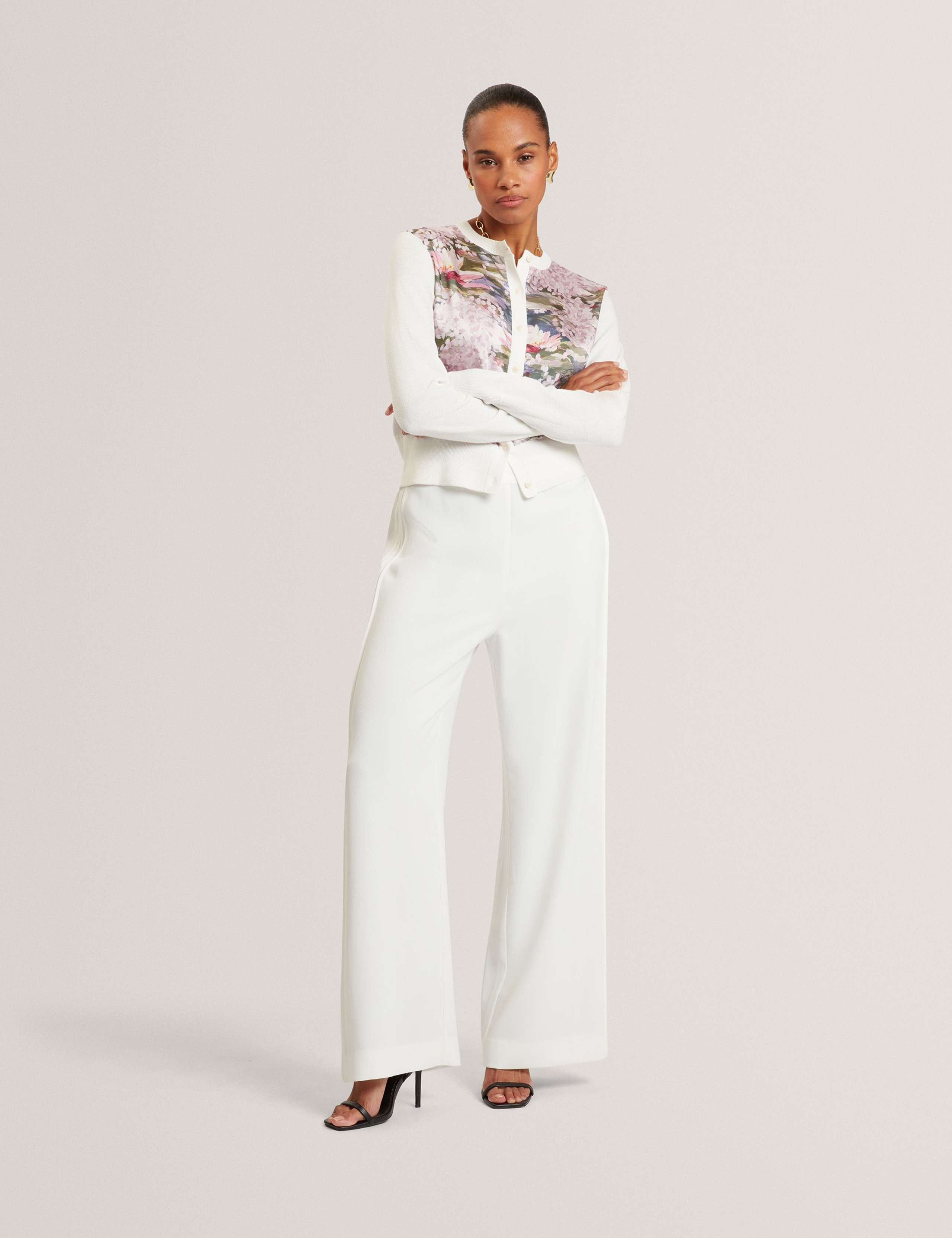 Cotton Blend Floral Button Front Cardigan 7 of 7